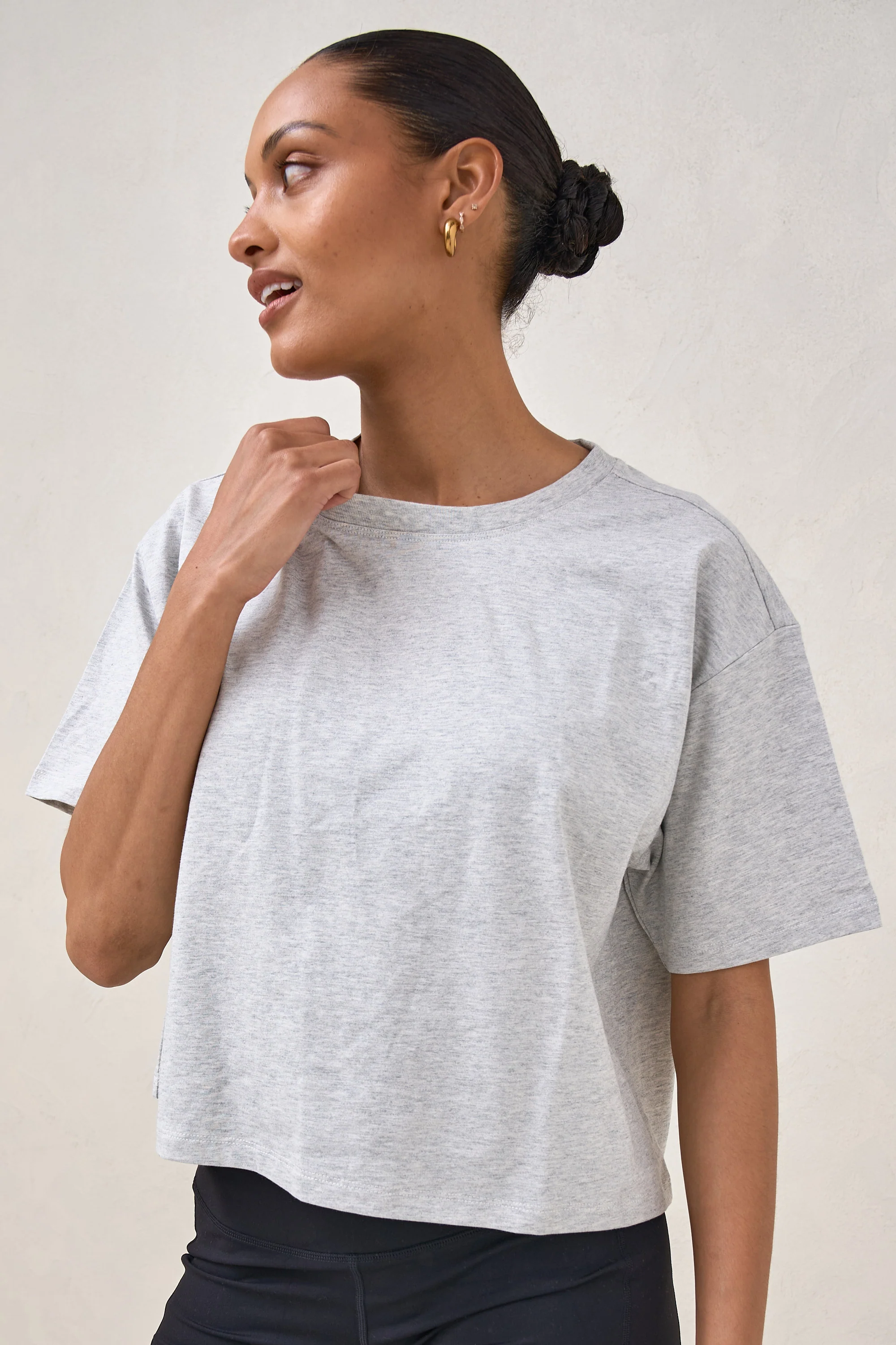 Basic Instincts Crop Tee - Grey Marle - Image 6