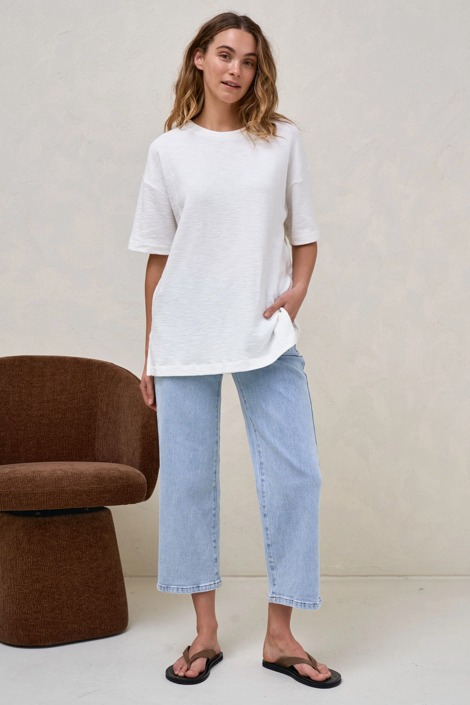 Walk The Talk Crop Wide Jean - Blue Salt - Image 6