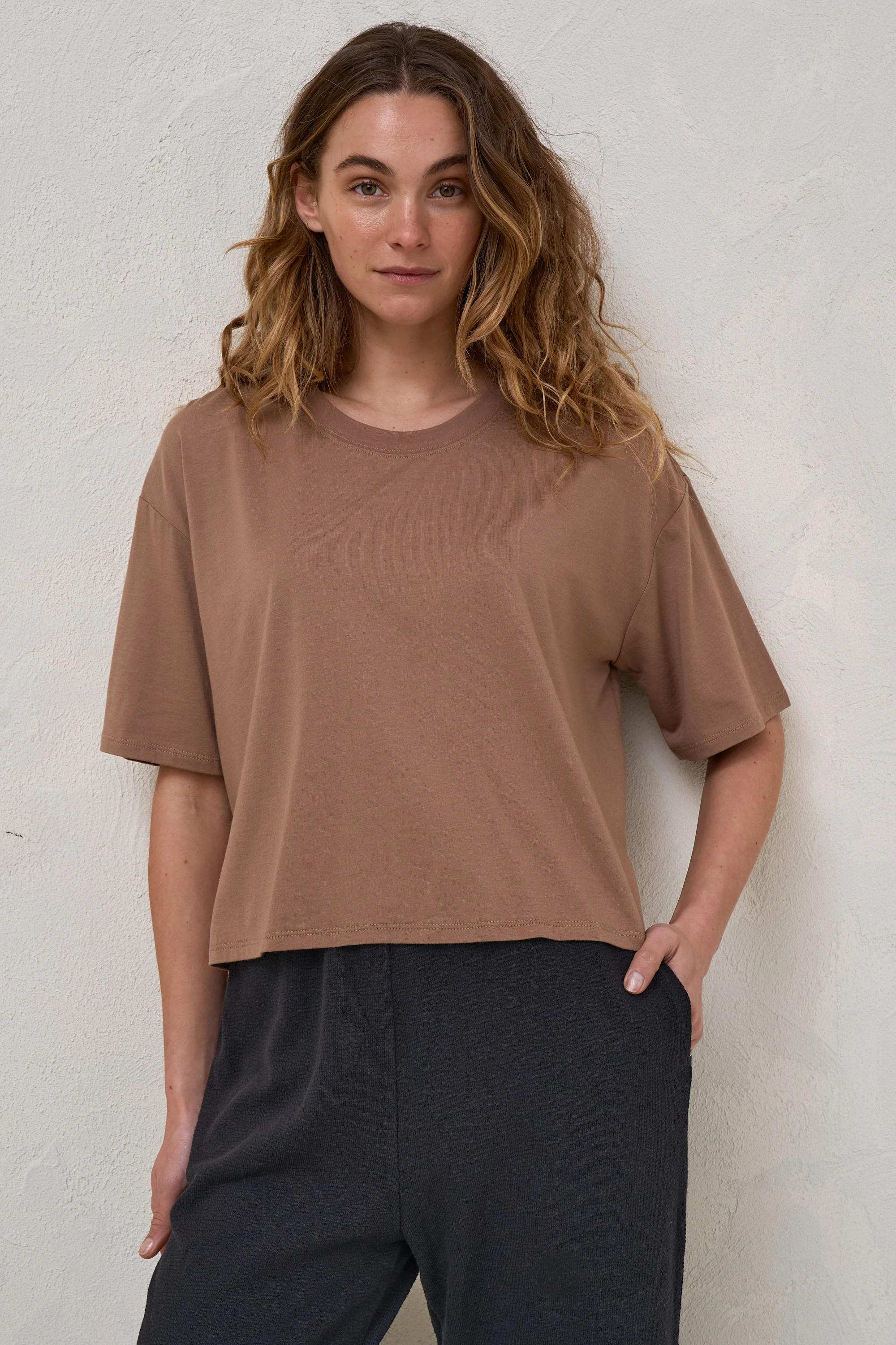 Into It Crop Tee - Brown* - Image 6