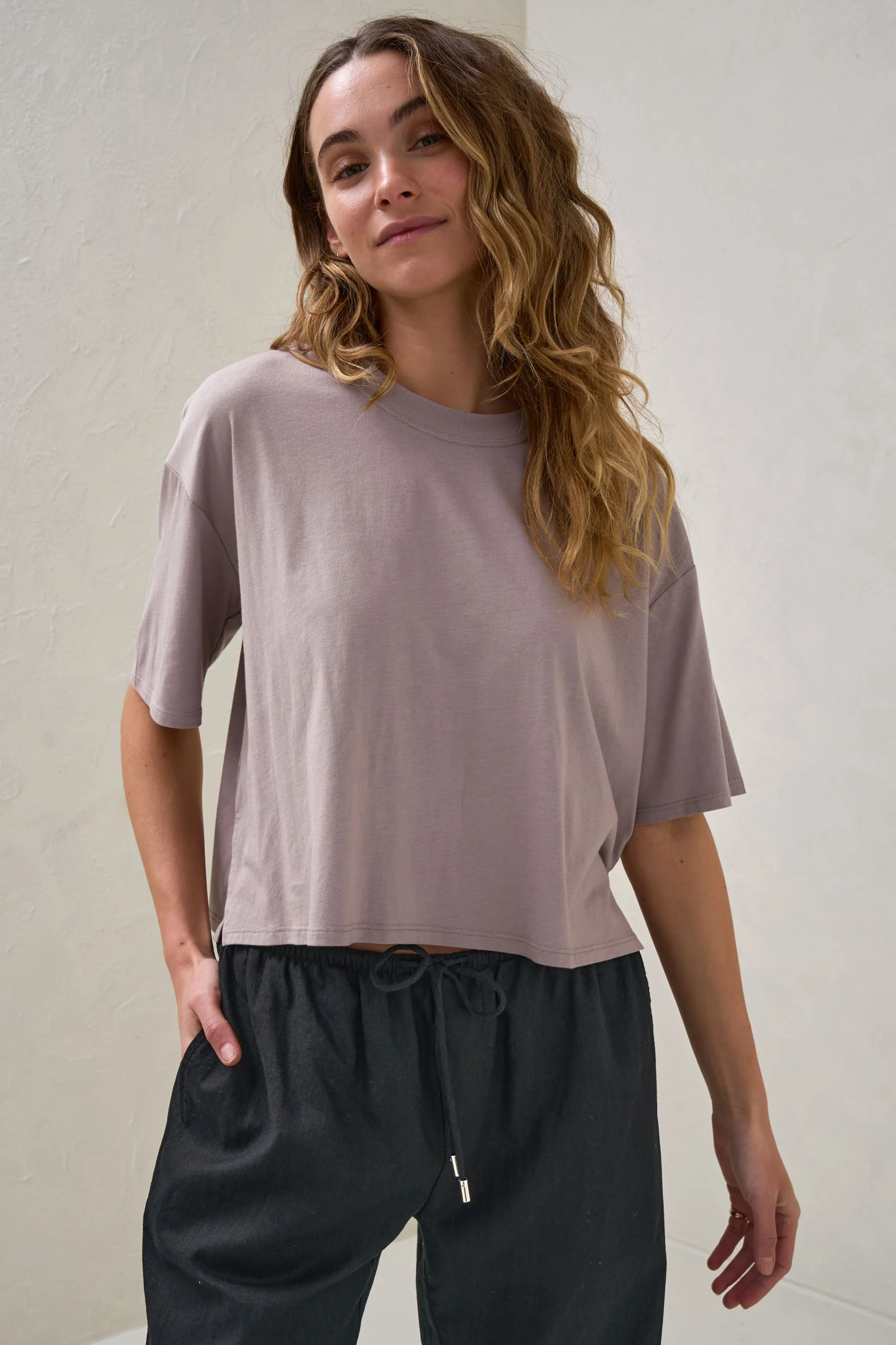 Into It Crop Tee - Taupe - Image 10