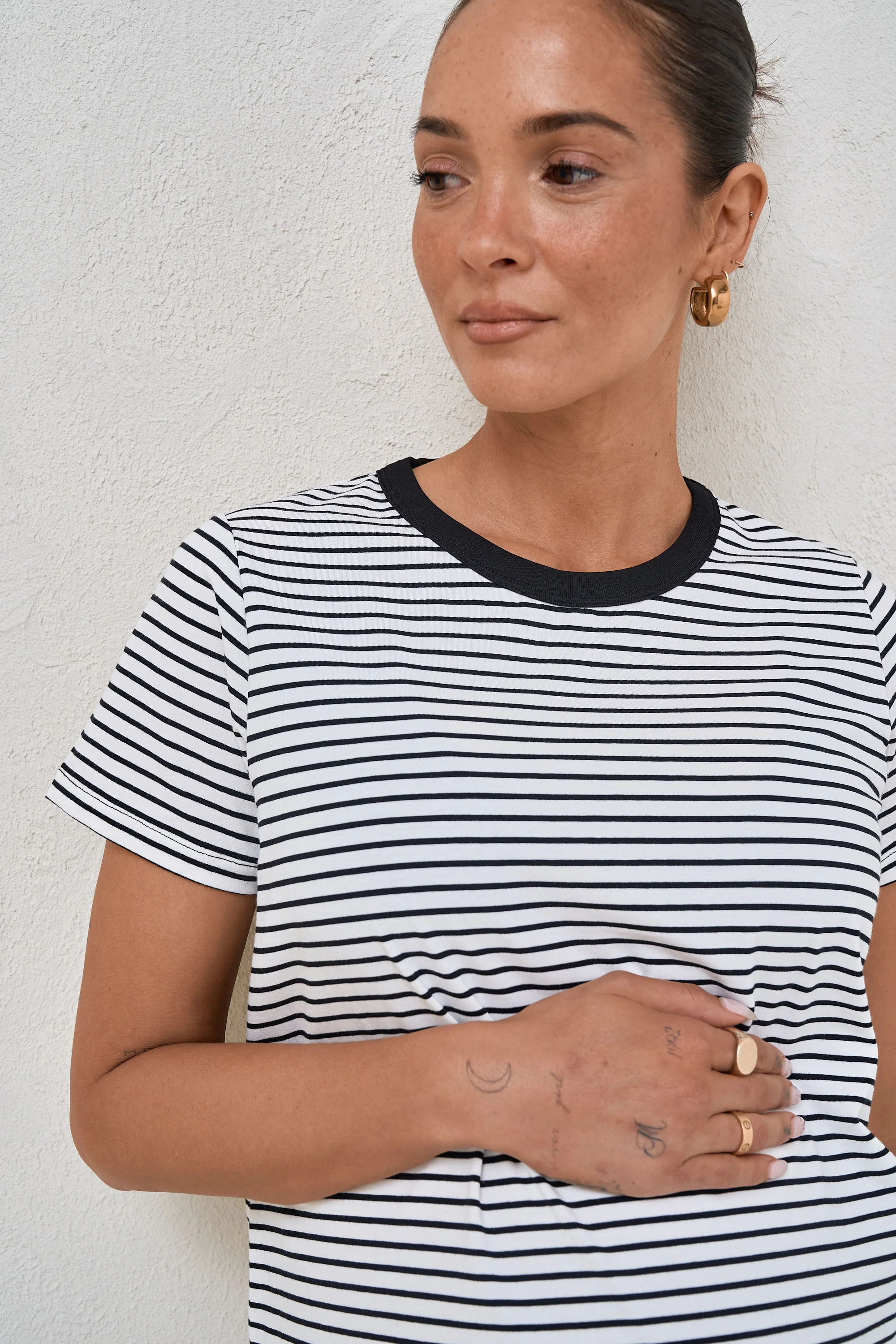 Homebase Tee - Wht/Blk Stripe - Image 4