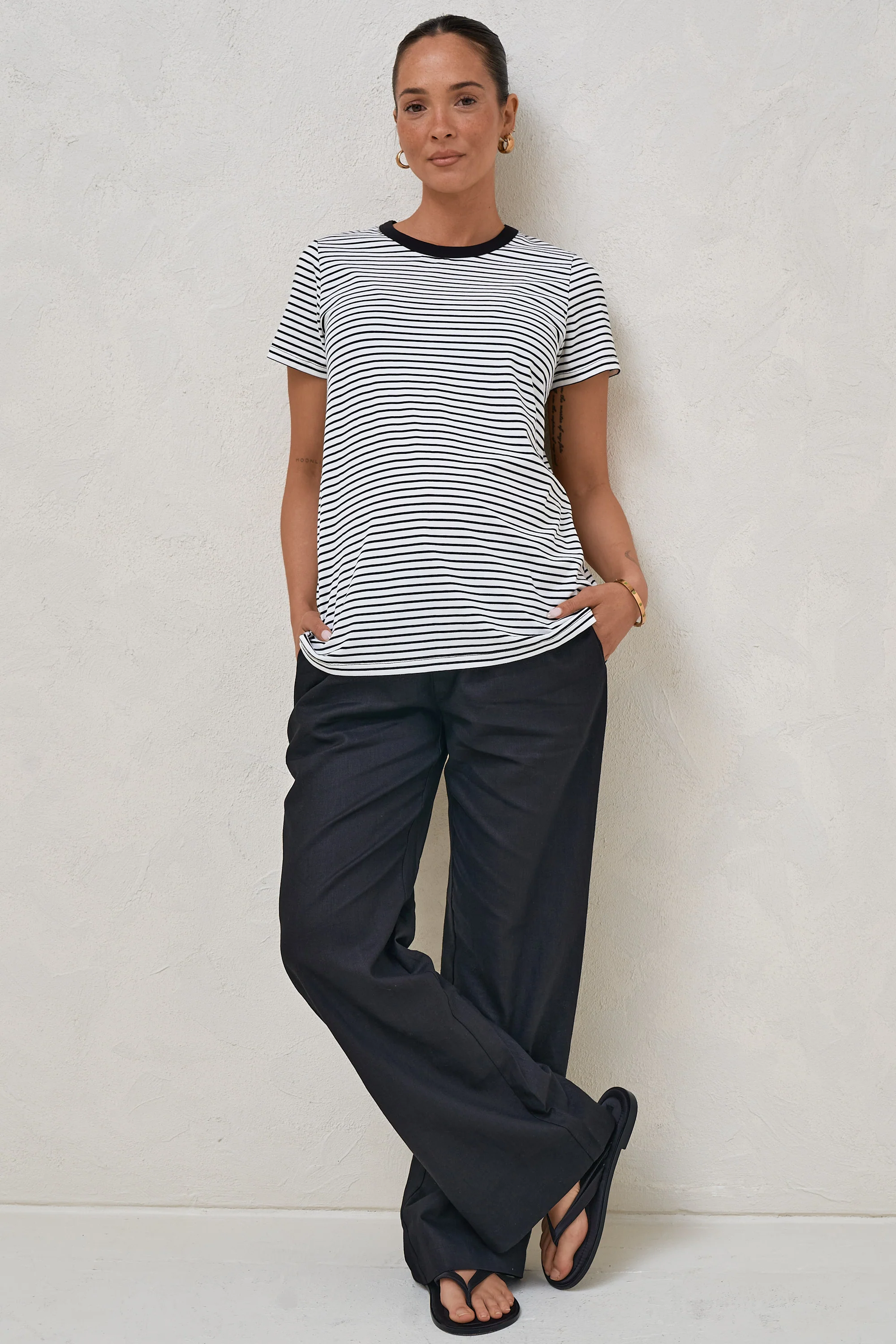 Homebase Tee - Wht/Blk Stripe - Image 5