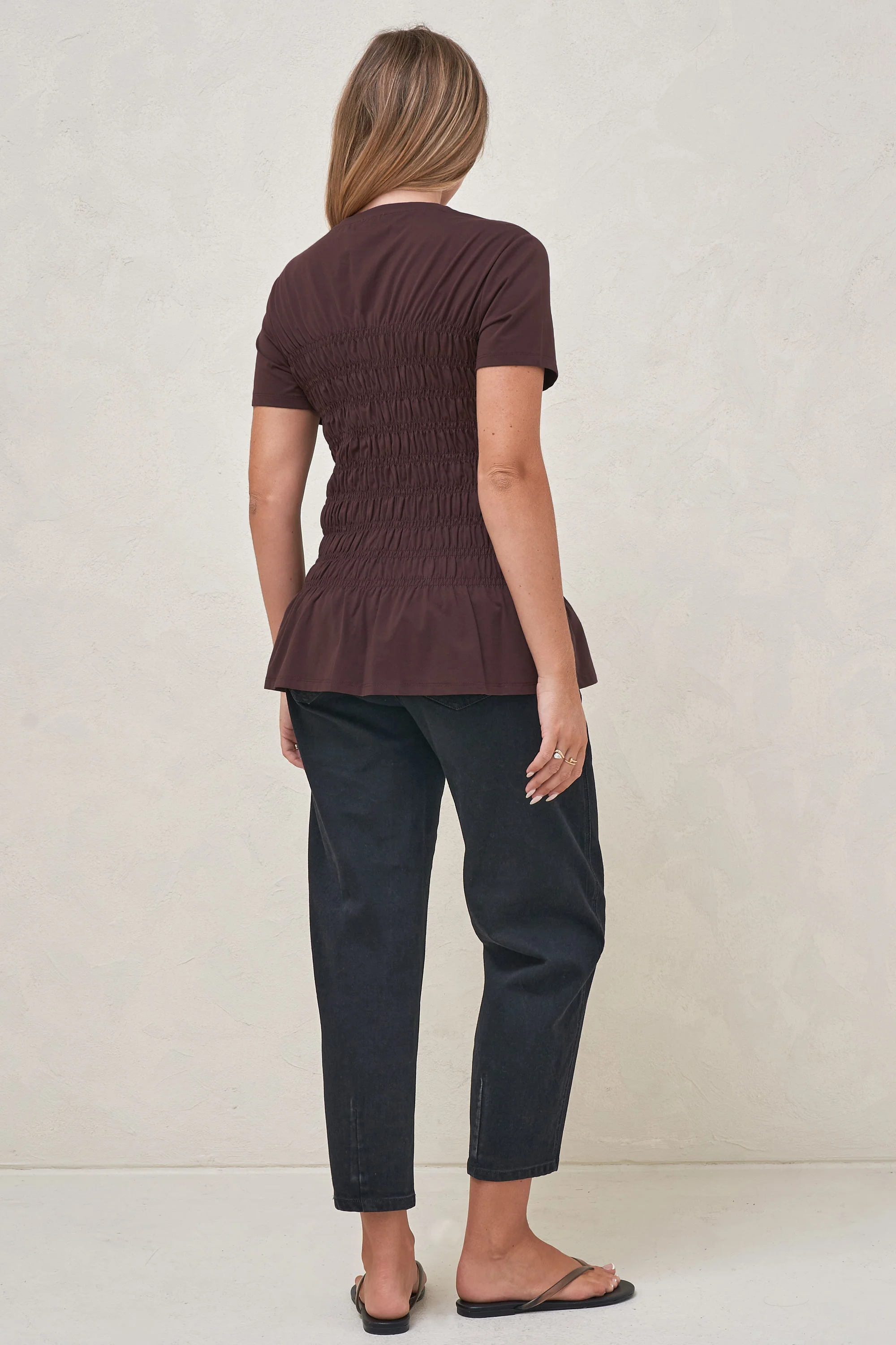 Bring It In Gathered Tee - Burgundy - Image 3