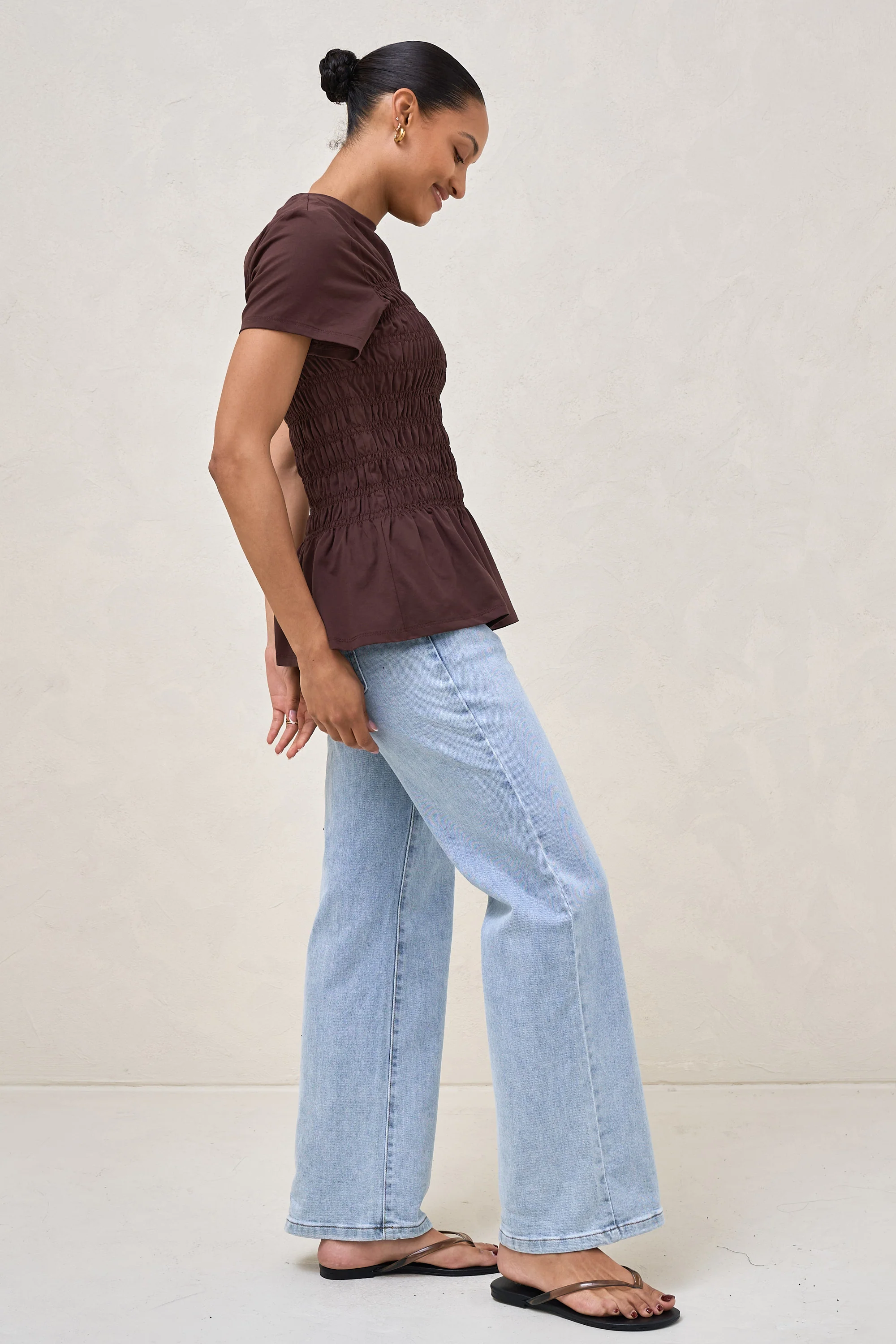 Bring It In Gathered Tee - Burgundy - Image 7