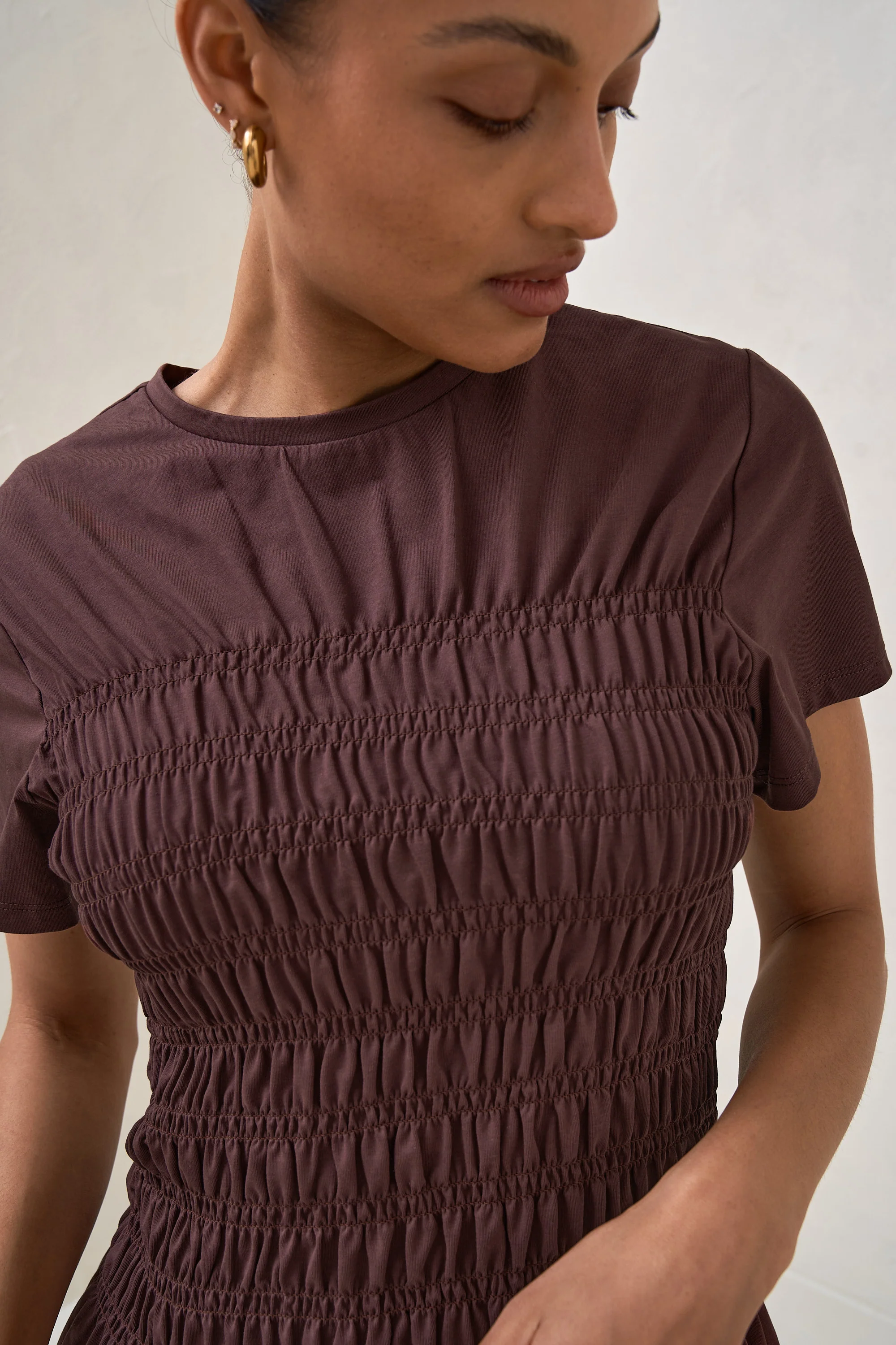 Bring It In Gathered Tee - Burgundy - Image 9
