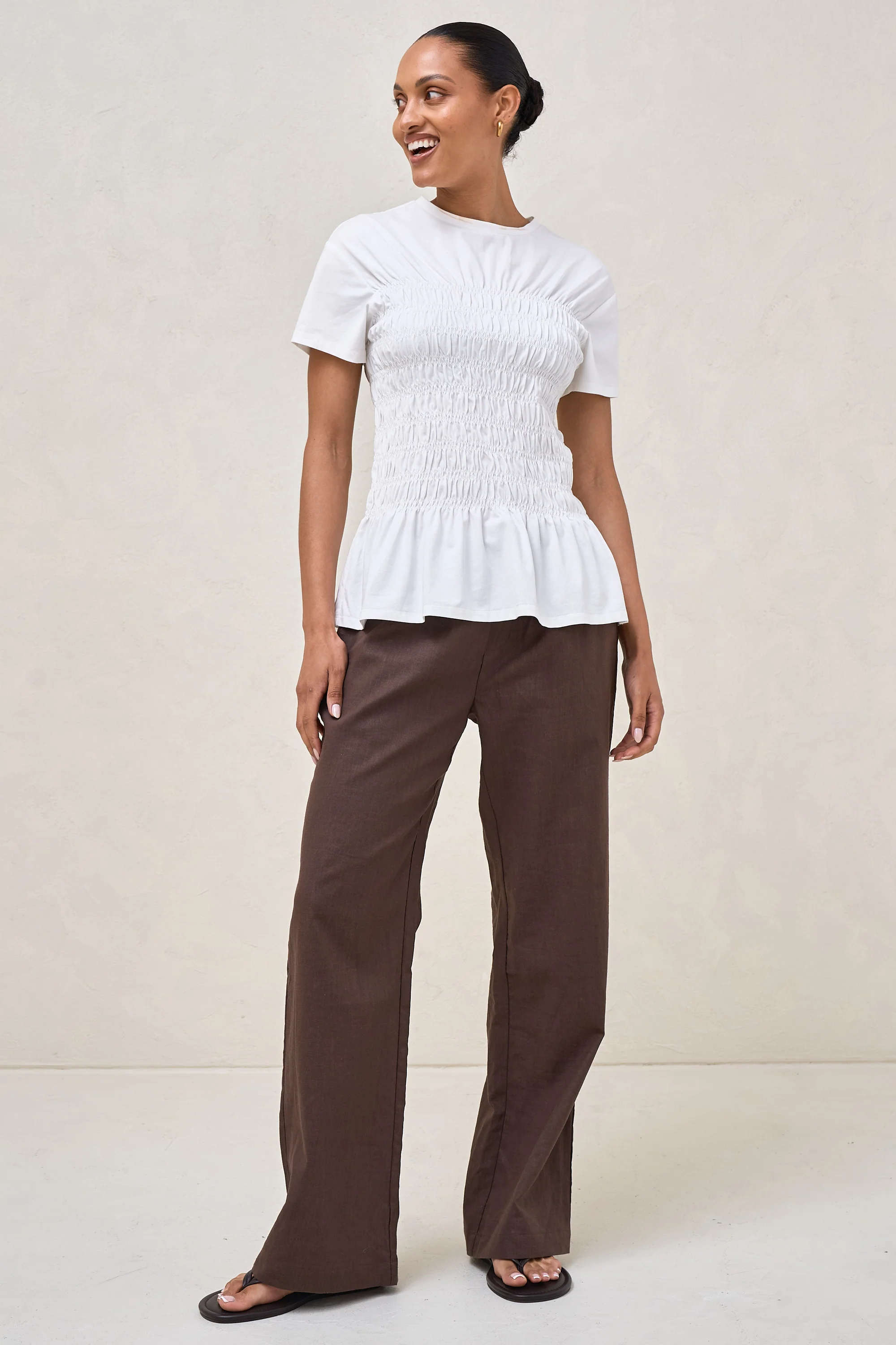 Bring It In Gathered Tee - White - Image 10