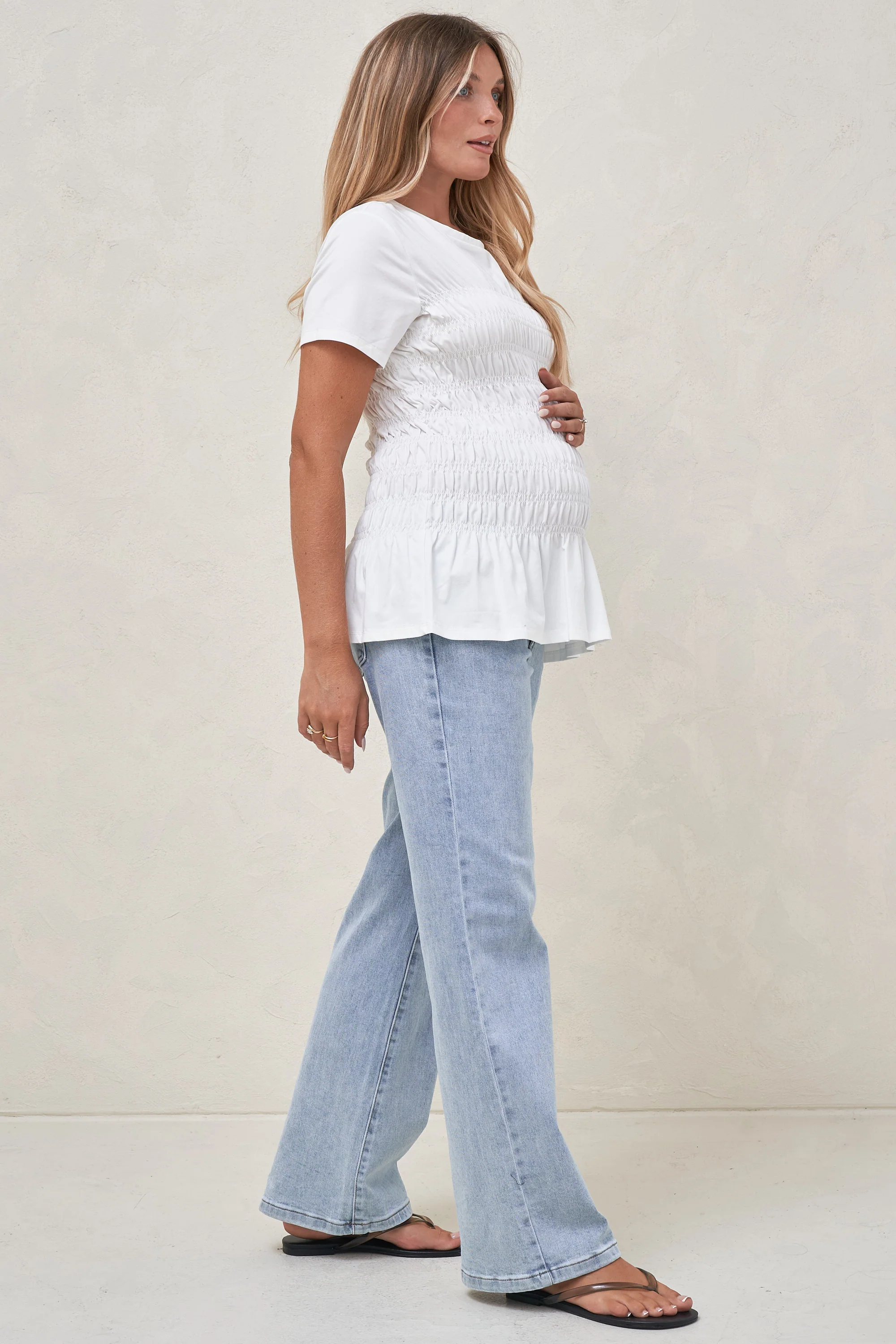 Bring It In Gathered Tee - White - Image 2