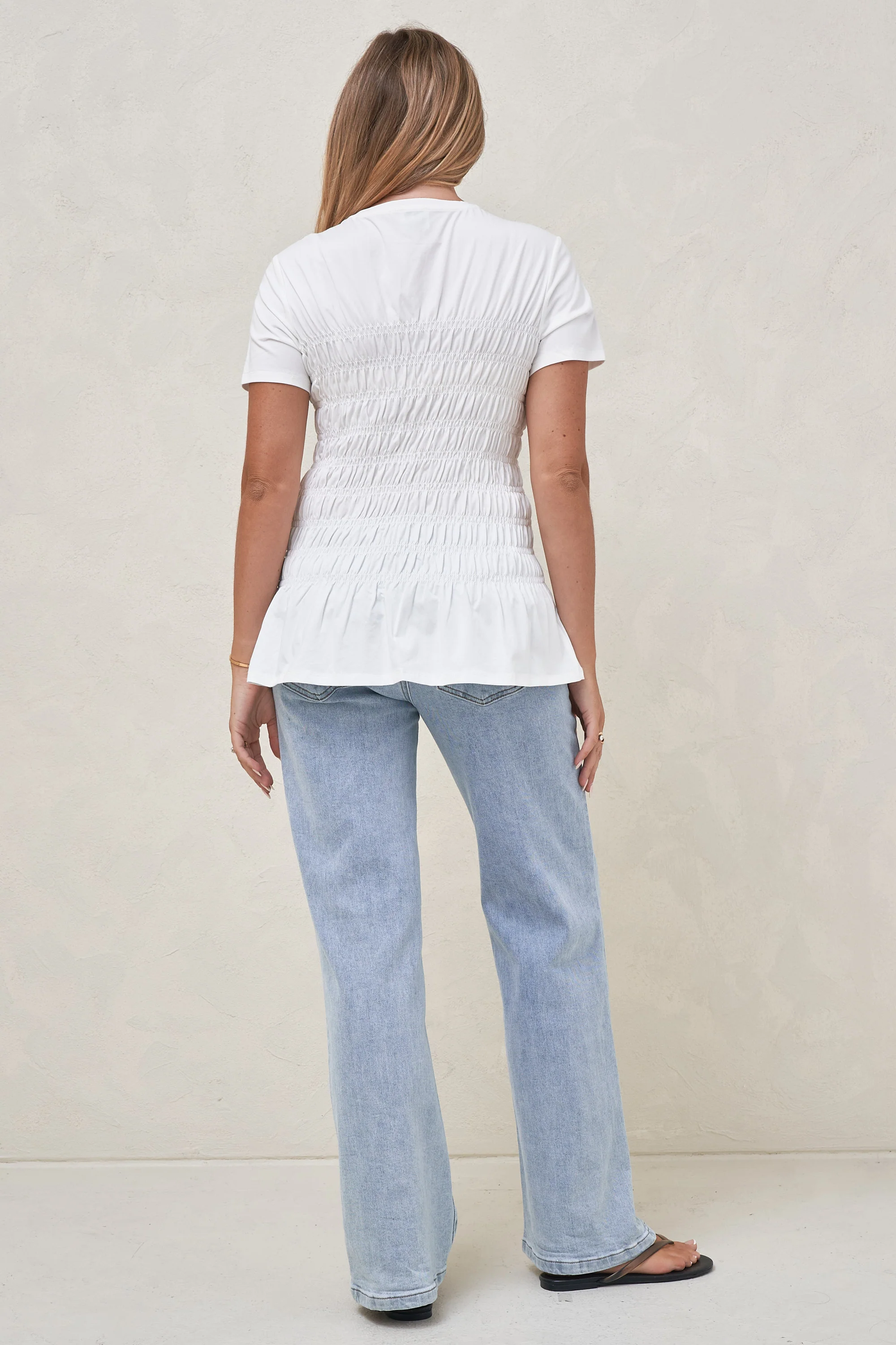 Bring It In Gathered Tee - White - Image 3
