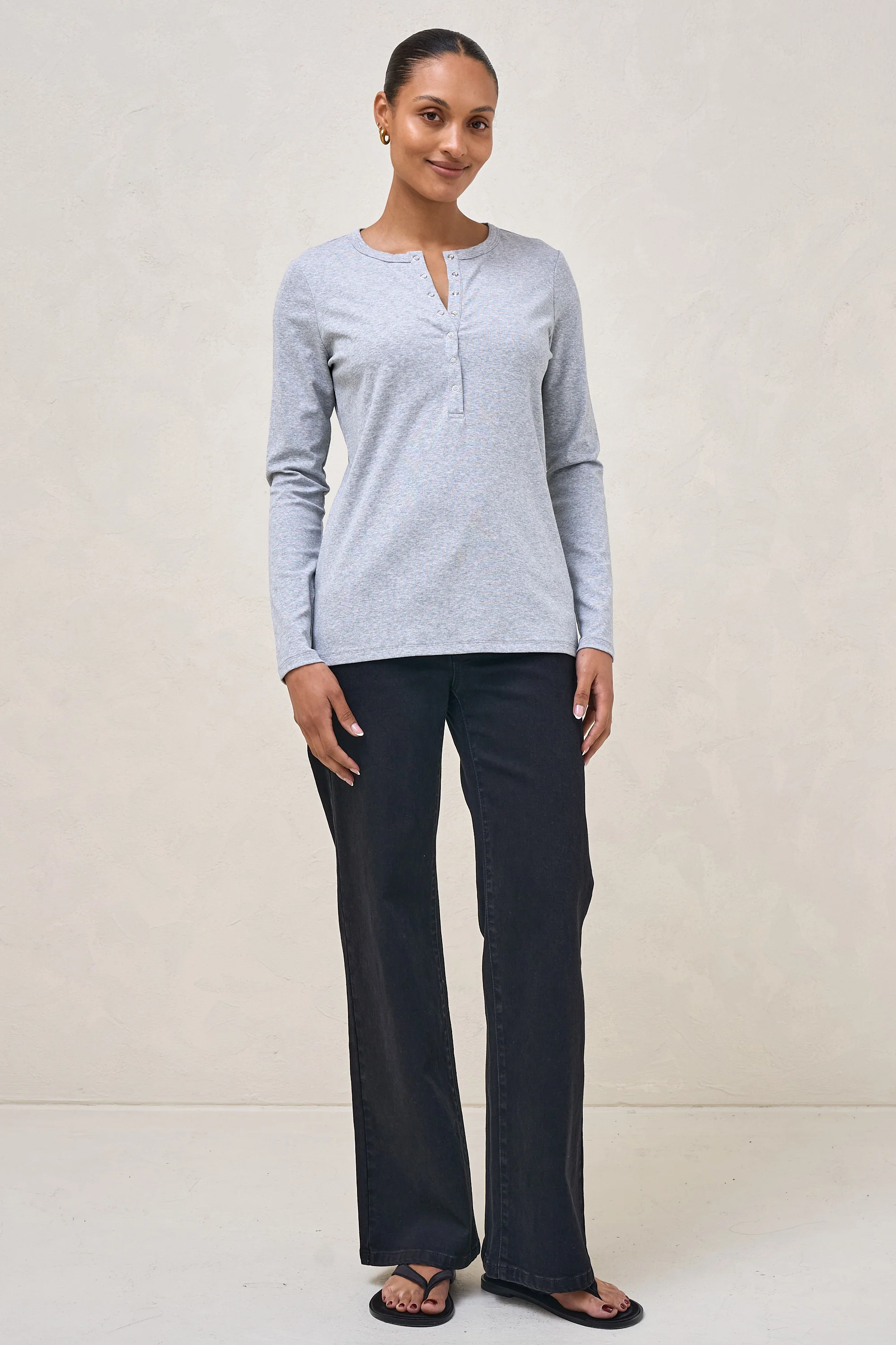 Whispers Long Sleeve Nursing Top - Mid Grey Marle - Image 7