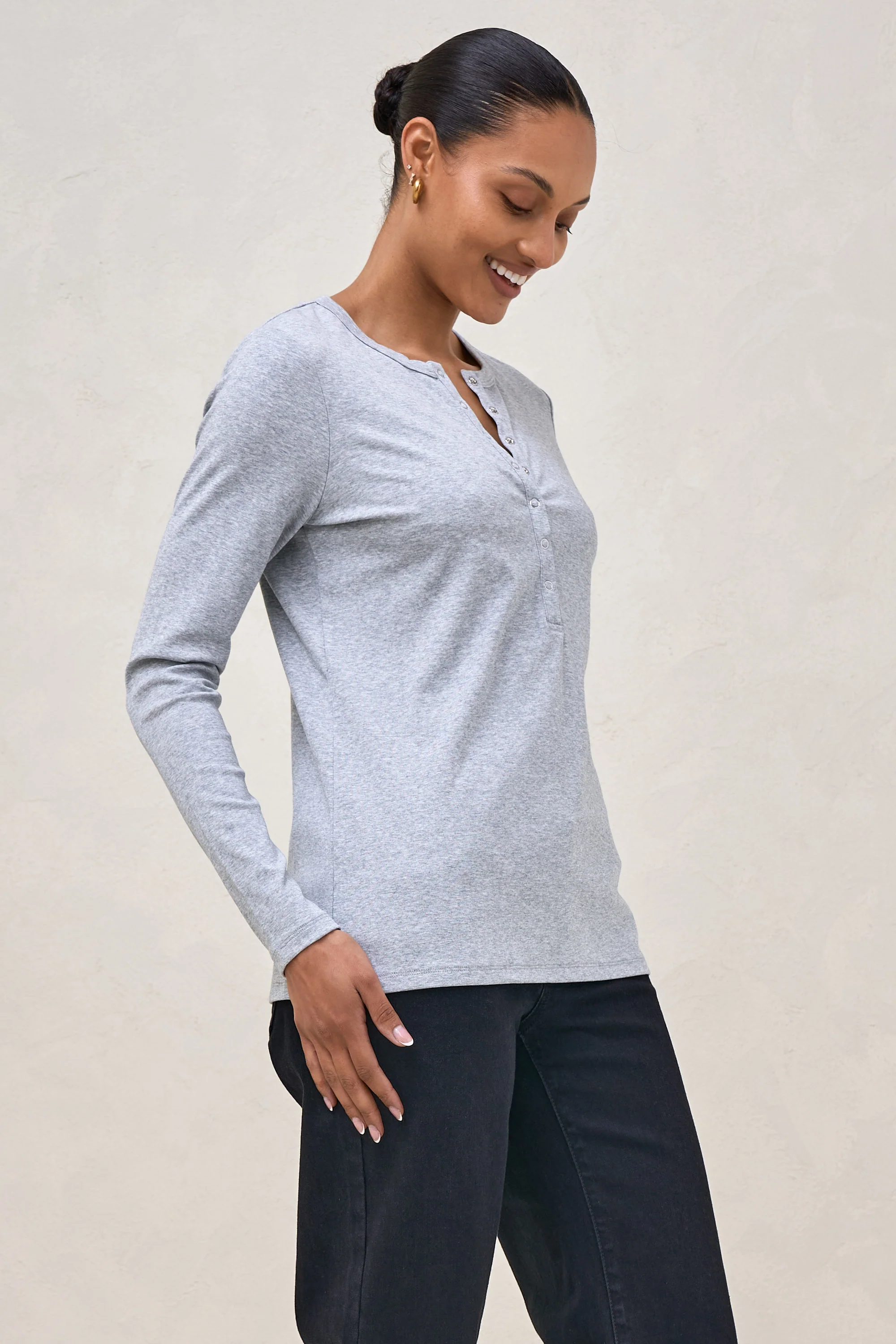 Whispers Long Sleeve Nursing Top - Mid Grey Marle - Image 8