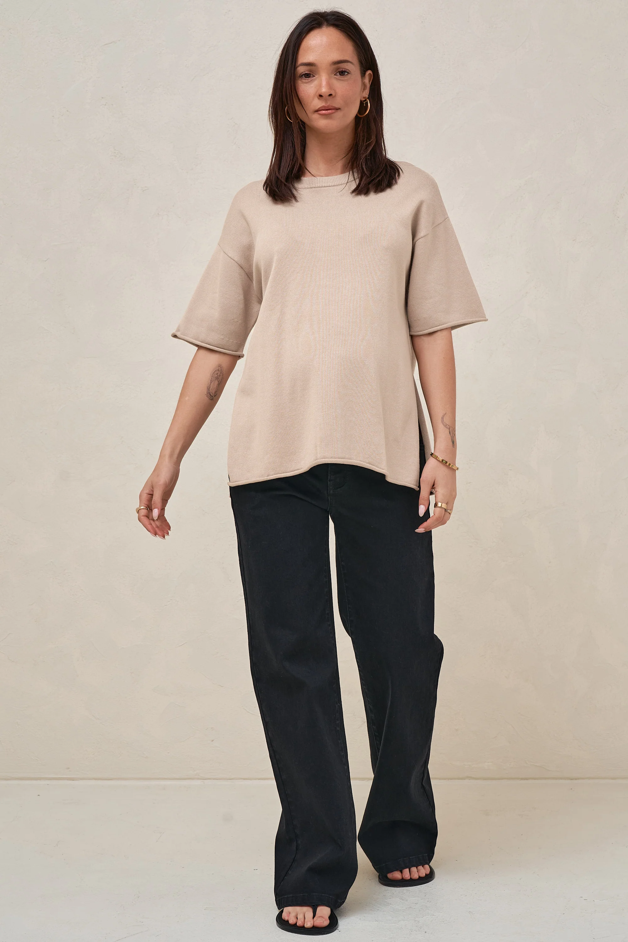 Cloud Nine Knit Tee - Oatmeal - Image 4