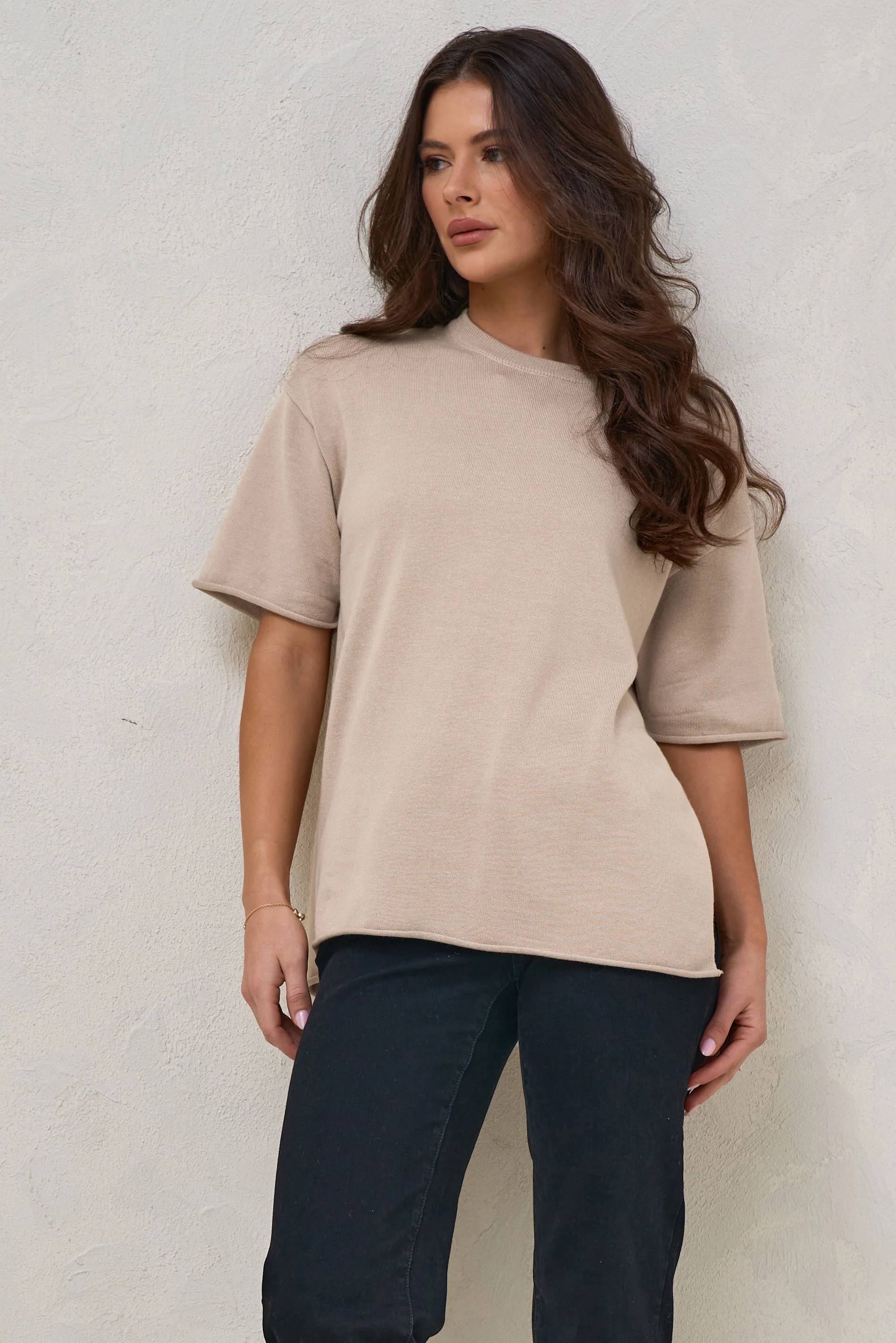 Cloud Nine Knit Tee - Oatmeal - Image 6