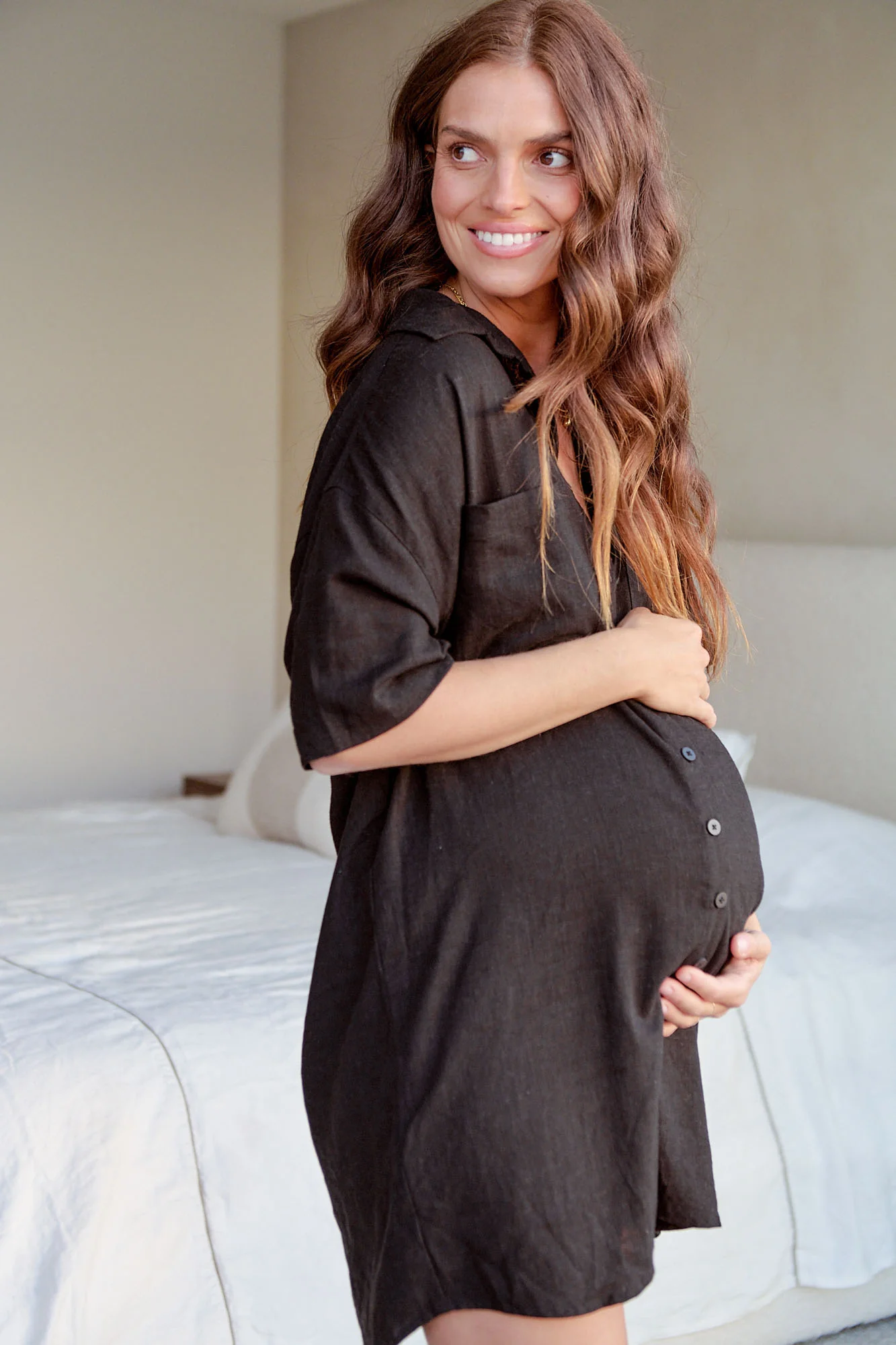 Rest Easy Linen Dress - Black - Image 5