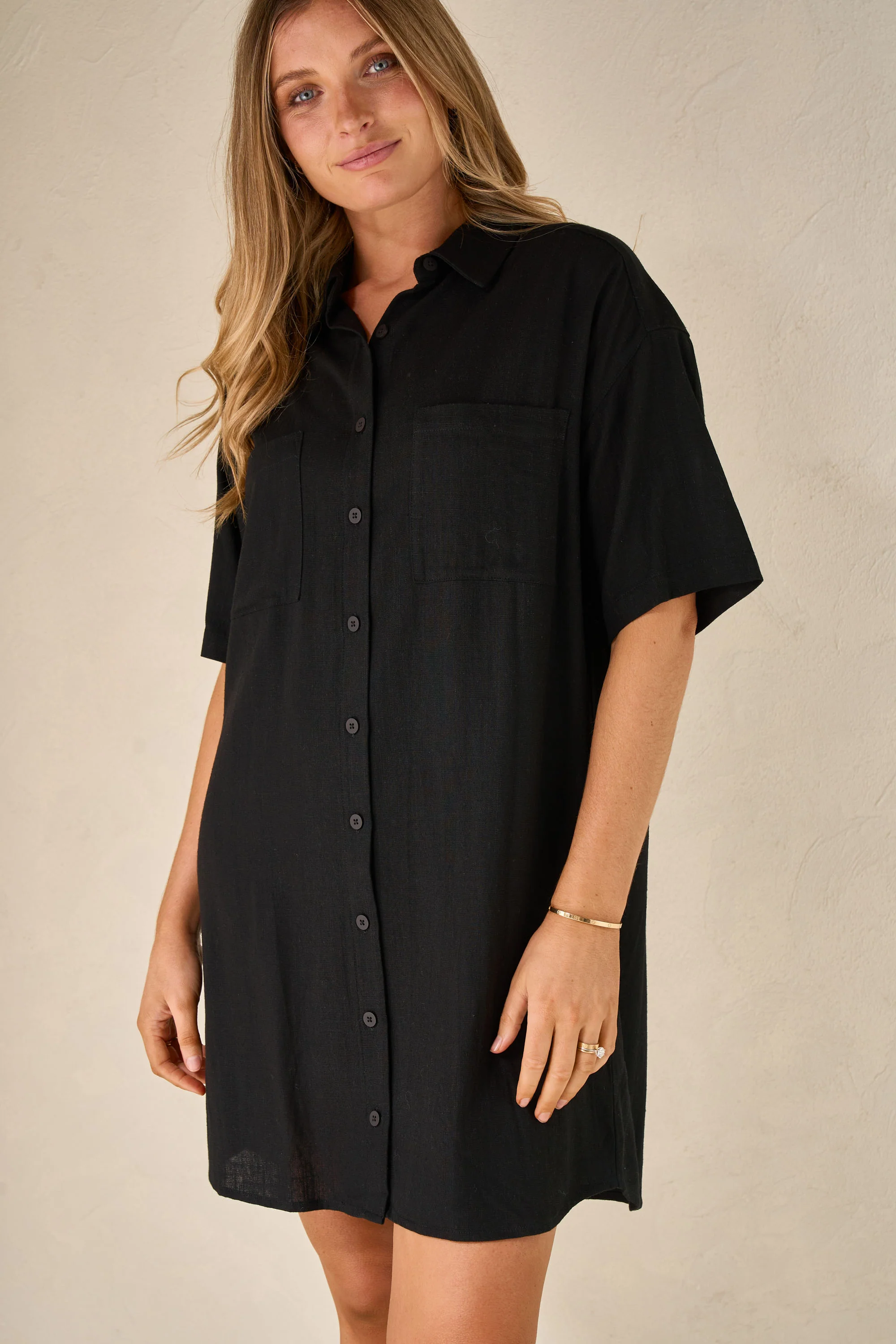 Rest Easy Linen Dress - Black - Image 6