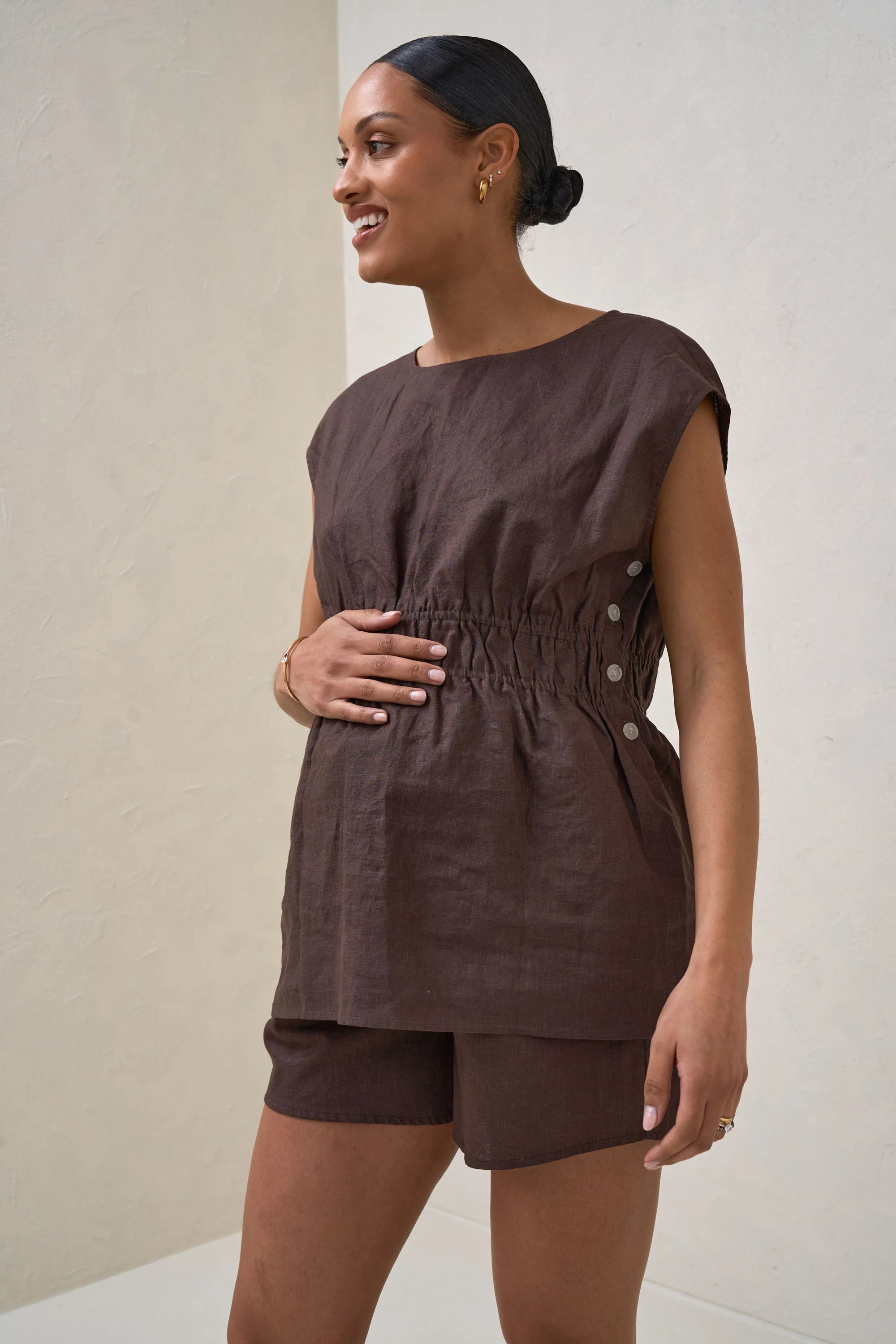 Timeless Button-Side Top - Chocolate - Image 4
