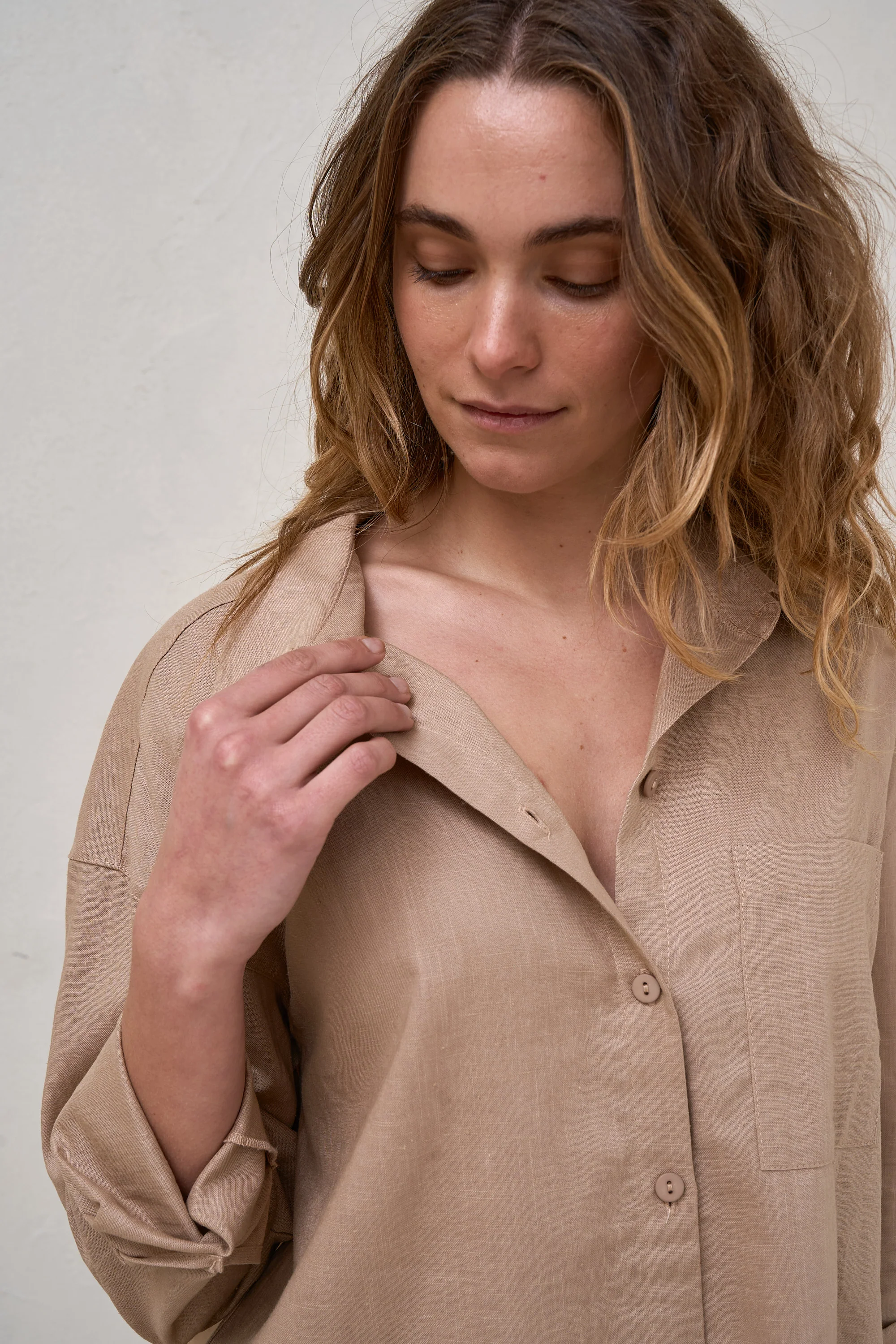 Timeless Relaxed Linen Shirt - Biscuit* - Image 10