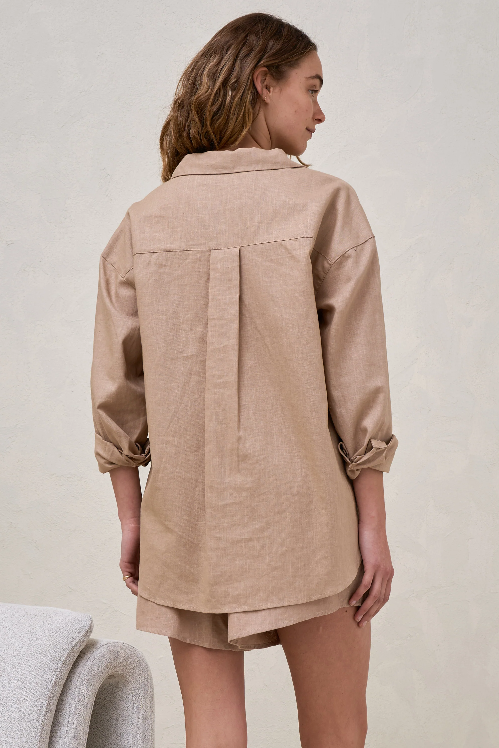 Timeless Relaxed Linen Shirt - Biscuit* - Image 7