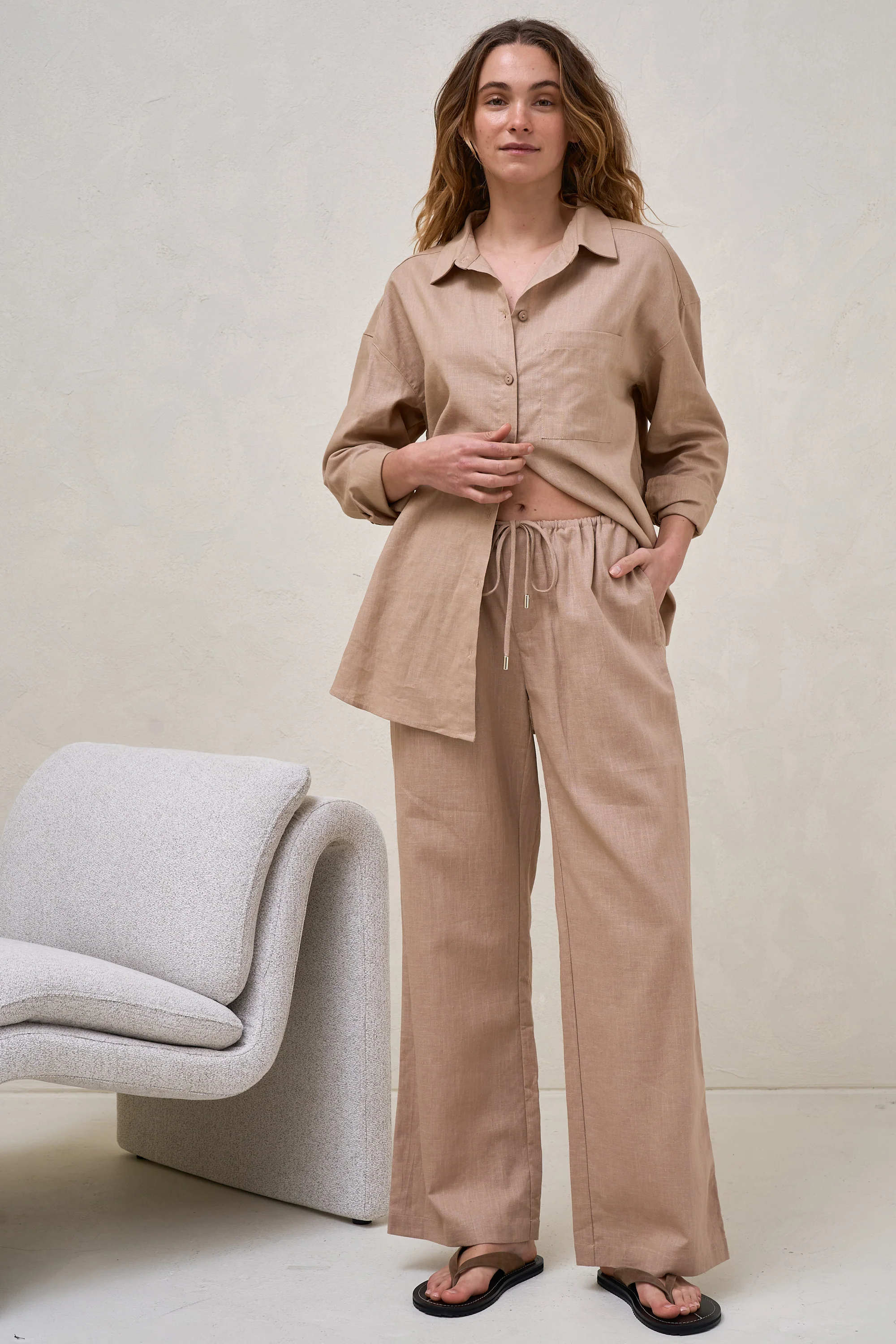 Timeless Relaxed Linen Shirt - Biscuit* - Image 9