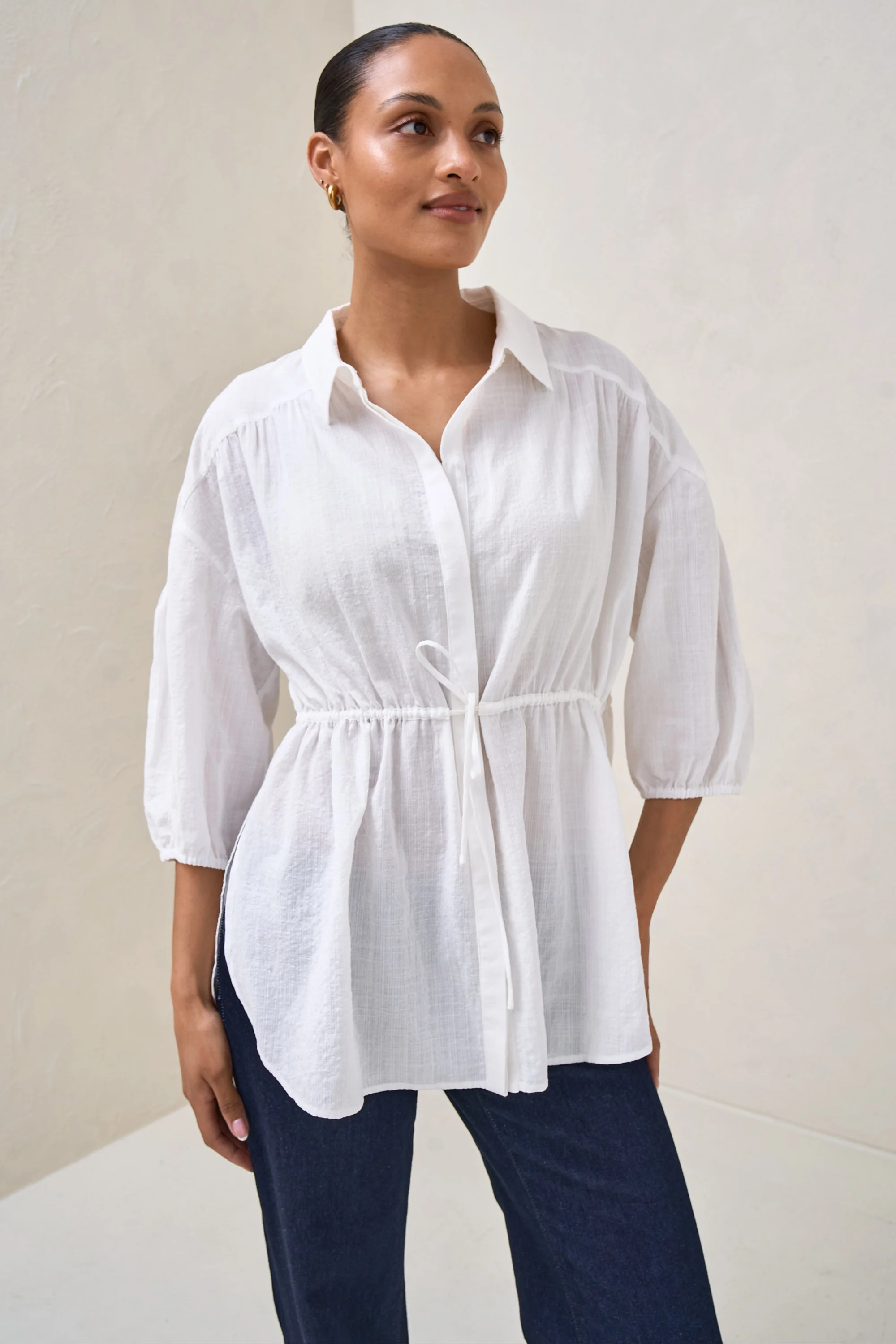 Soft Focus Gathered Top - White - Image 6