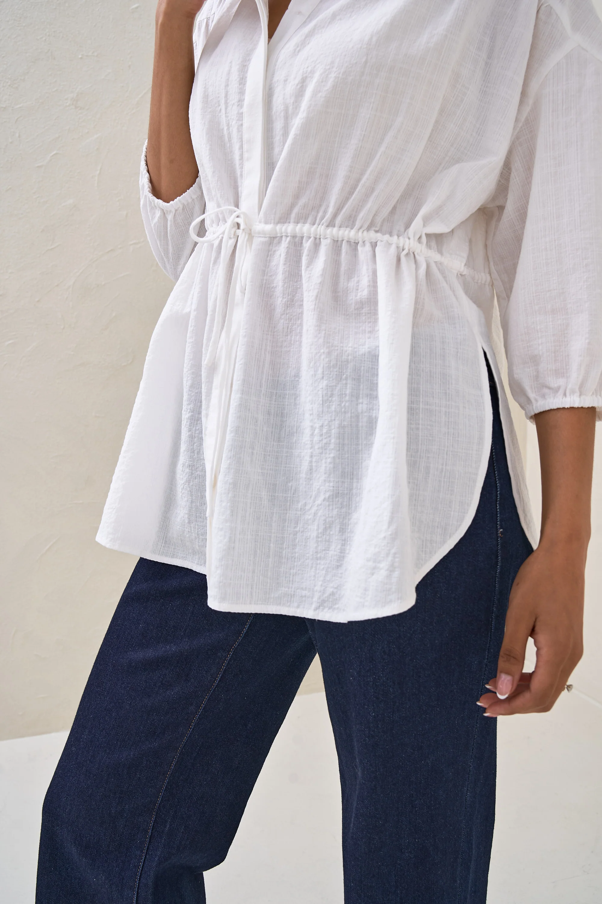 Soft Focus Gathered Top - White - Image 8