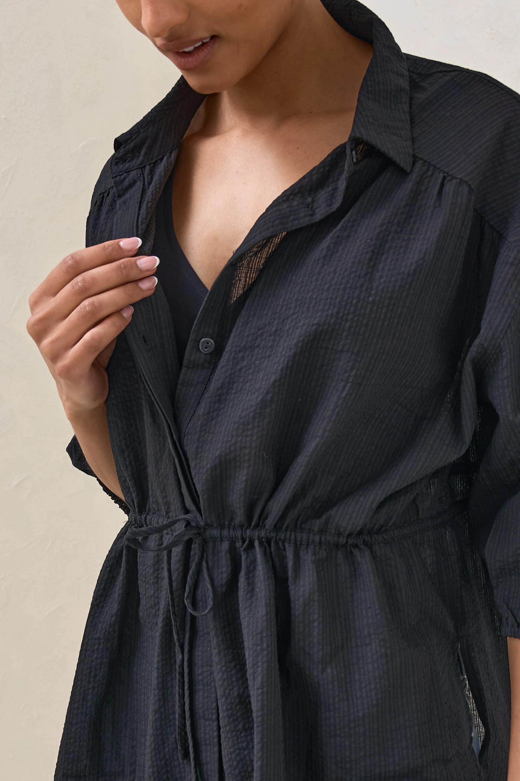 Soft Focus Gathered Top - Black - Image 10
