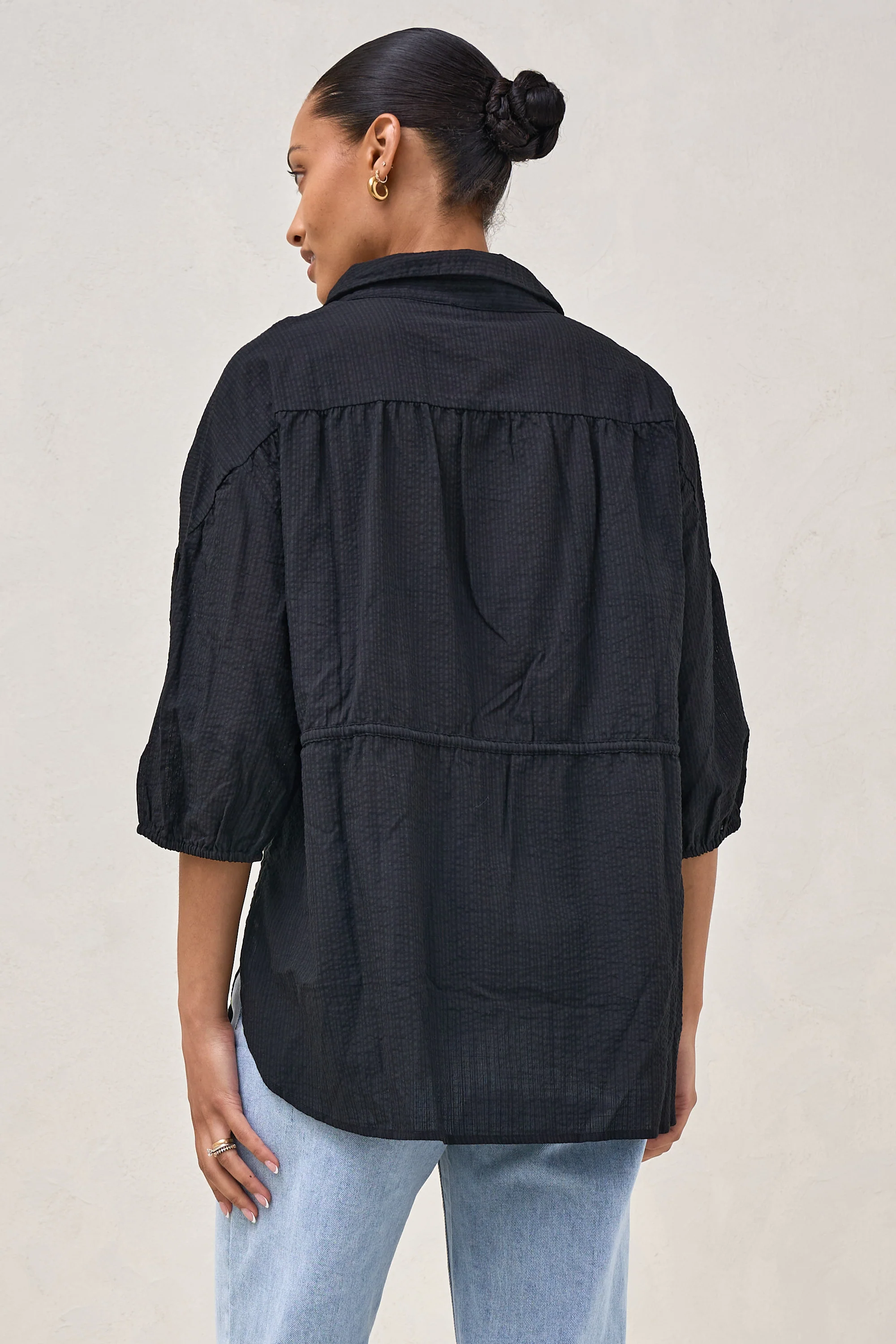 Soft Focus Gathered Top - Black - Image 8