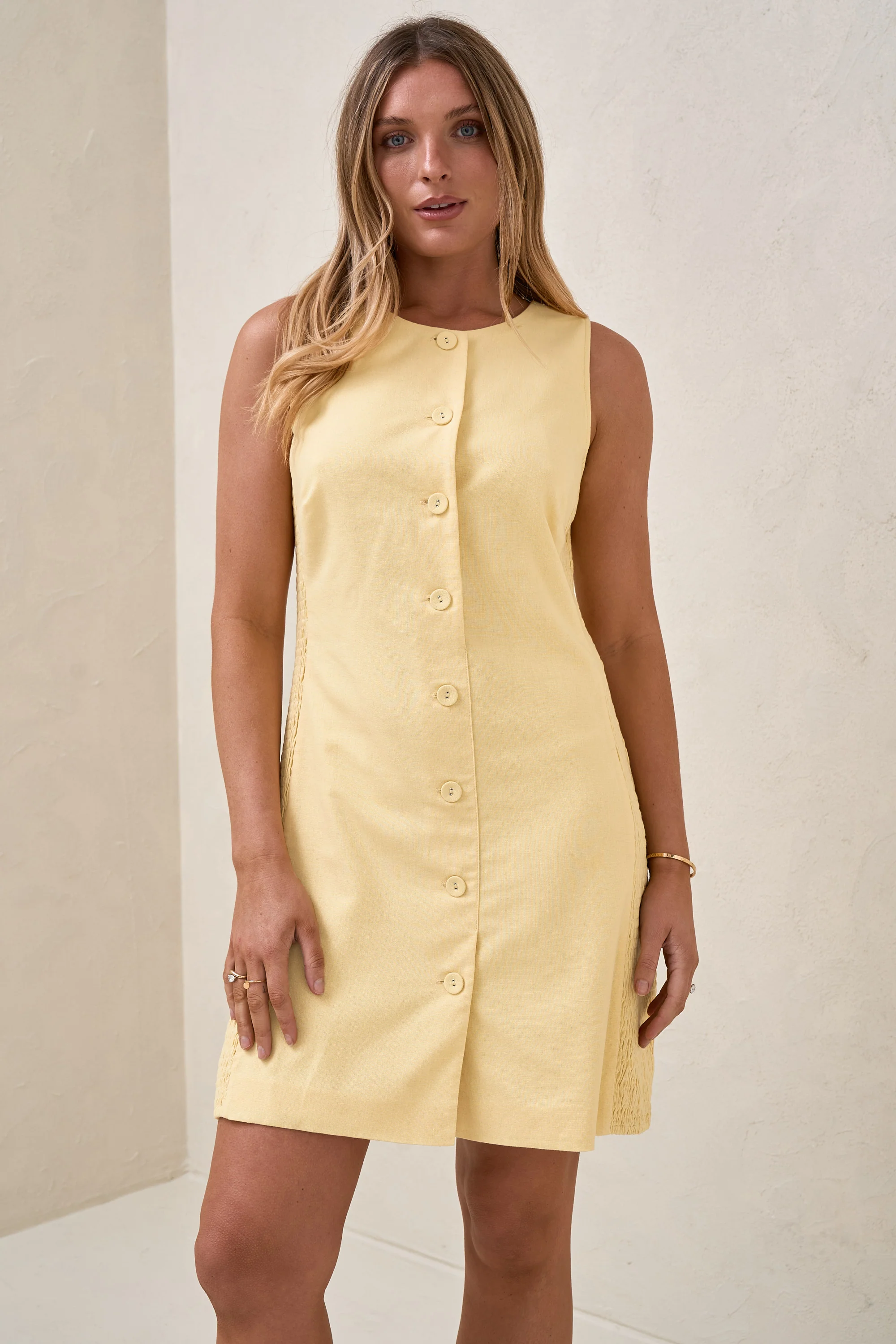 All Angles Button Front Dress - Lemon - Image 6