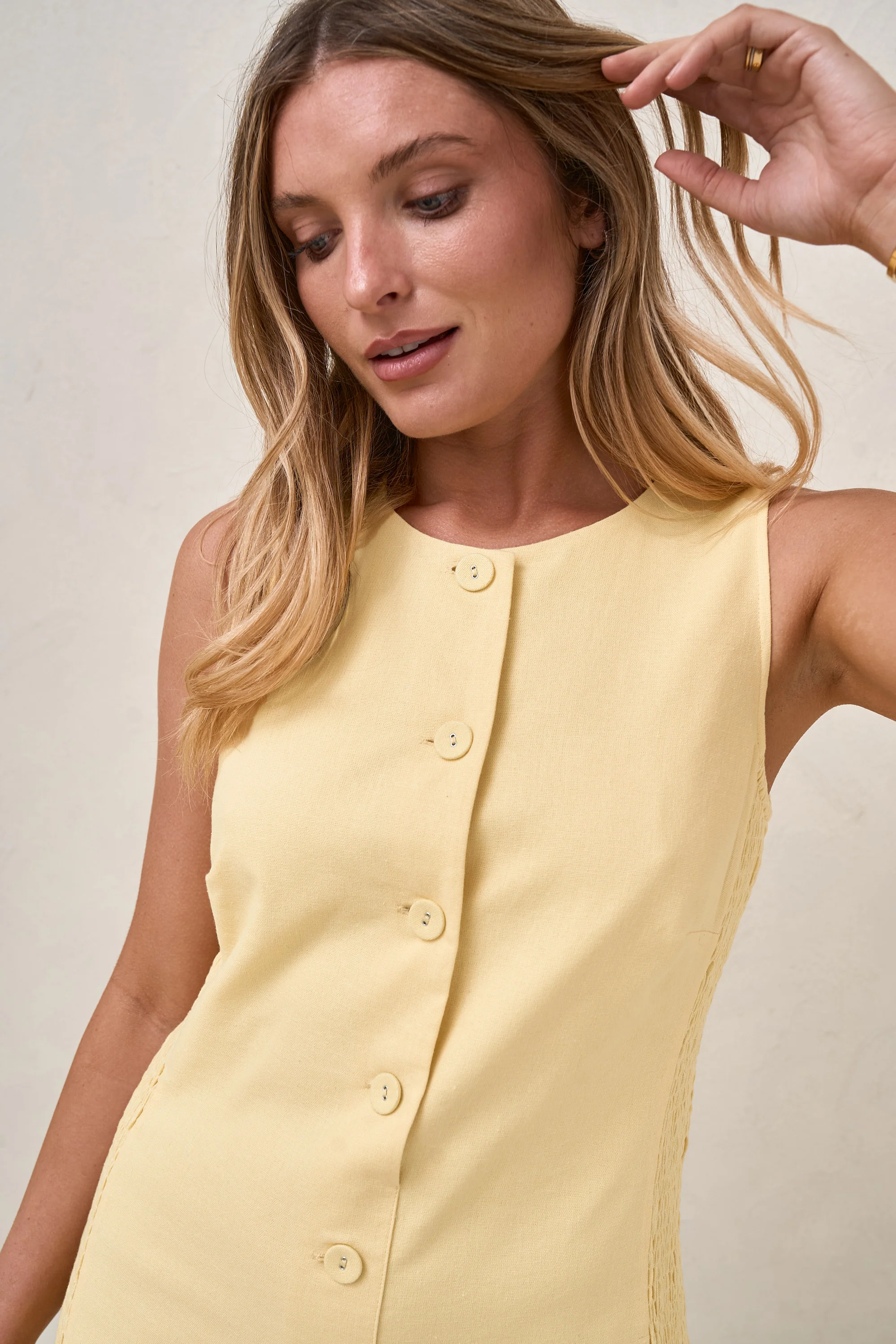 All Angles Button Front Dress - Lemon - Image 9