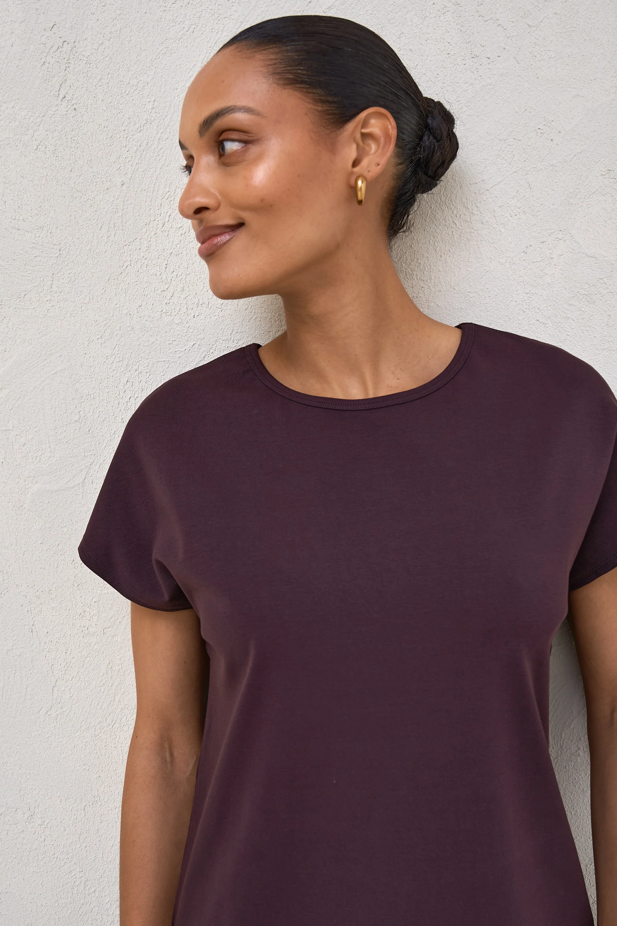 Minimalist Stretch Jersey Tee - Deep Plum - Image 10