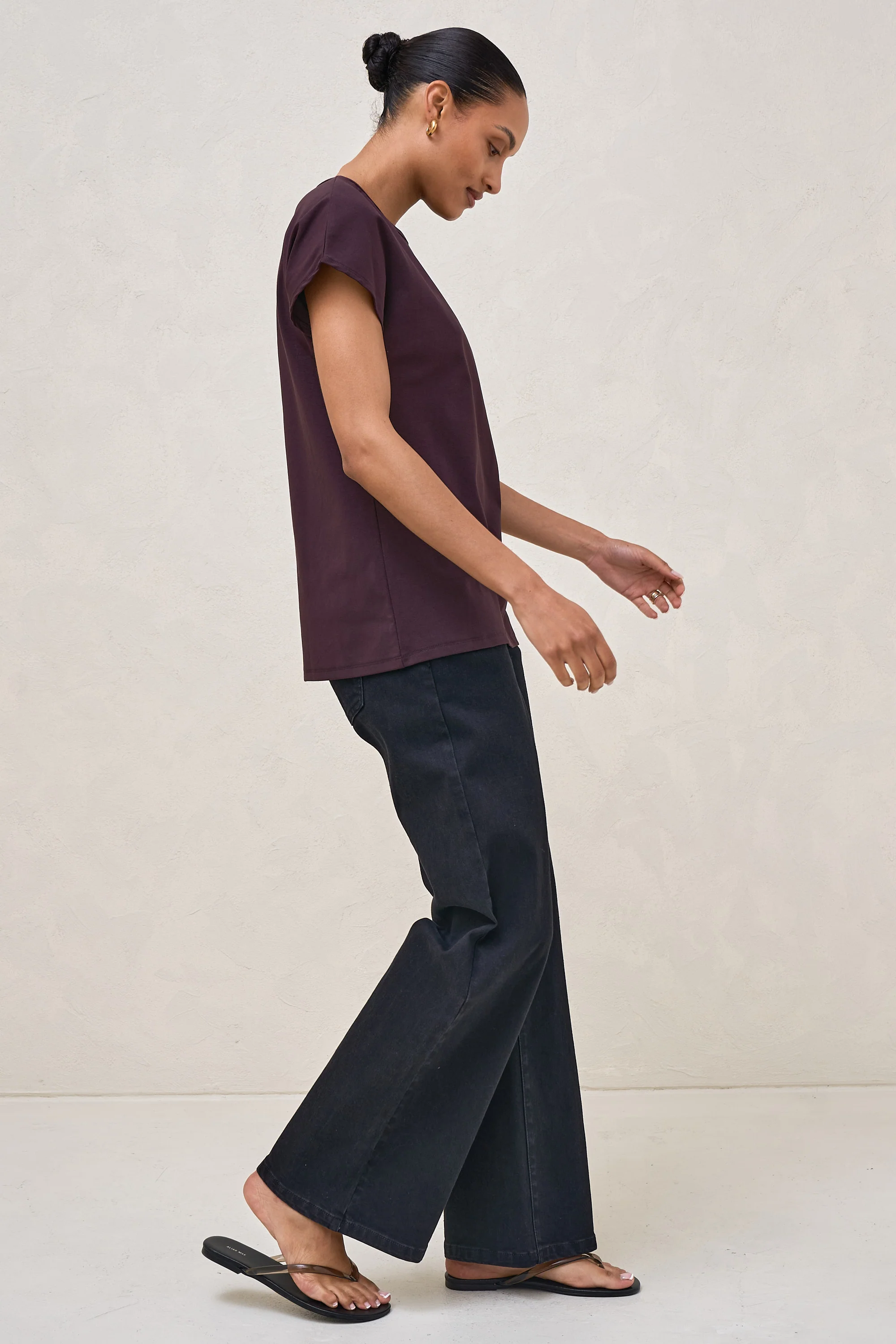 Minimalist Stretch Jersey Tee - Deep Plum - Image 7