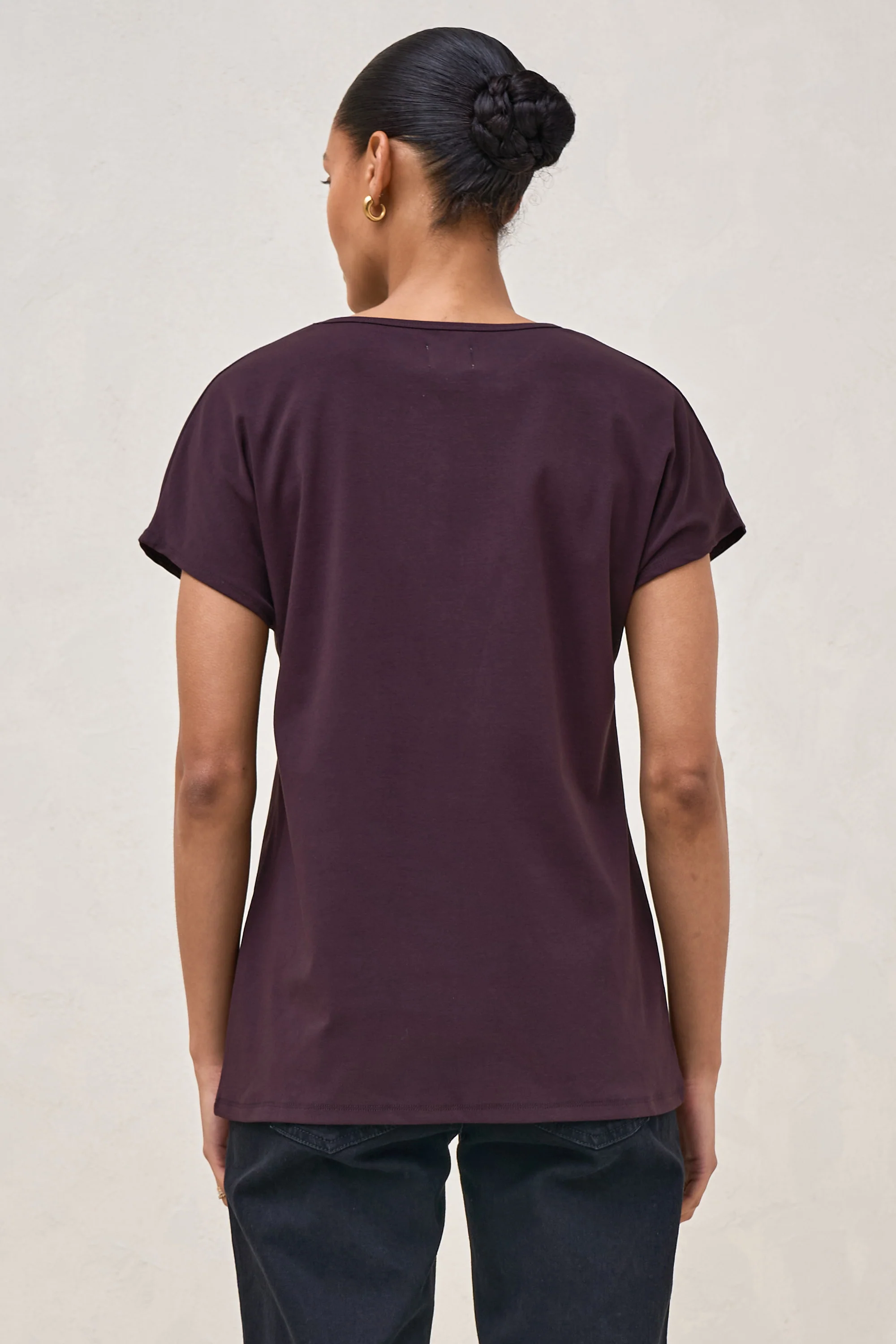 Minimalist Stretch Jersey Tee - Deep Plum - Image 8