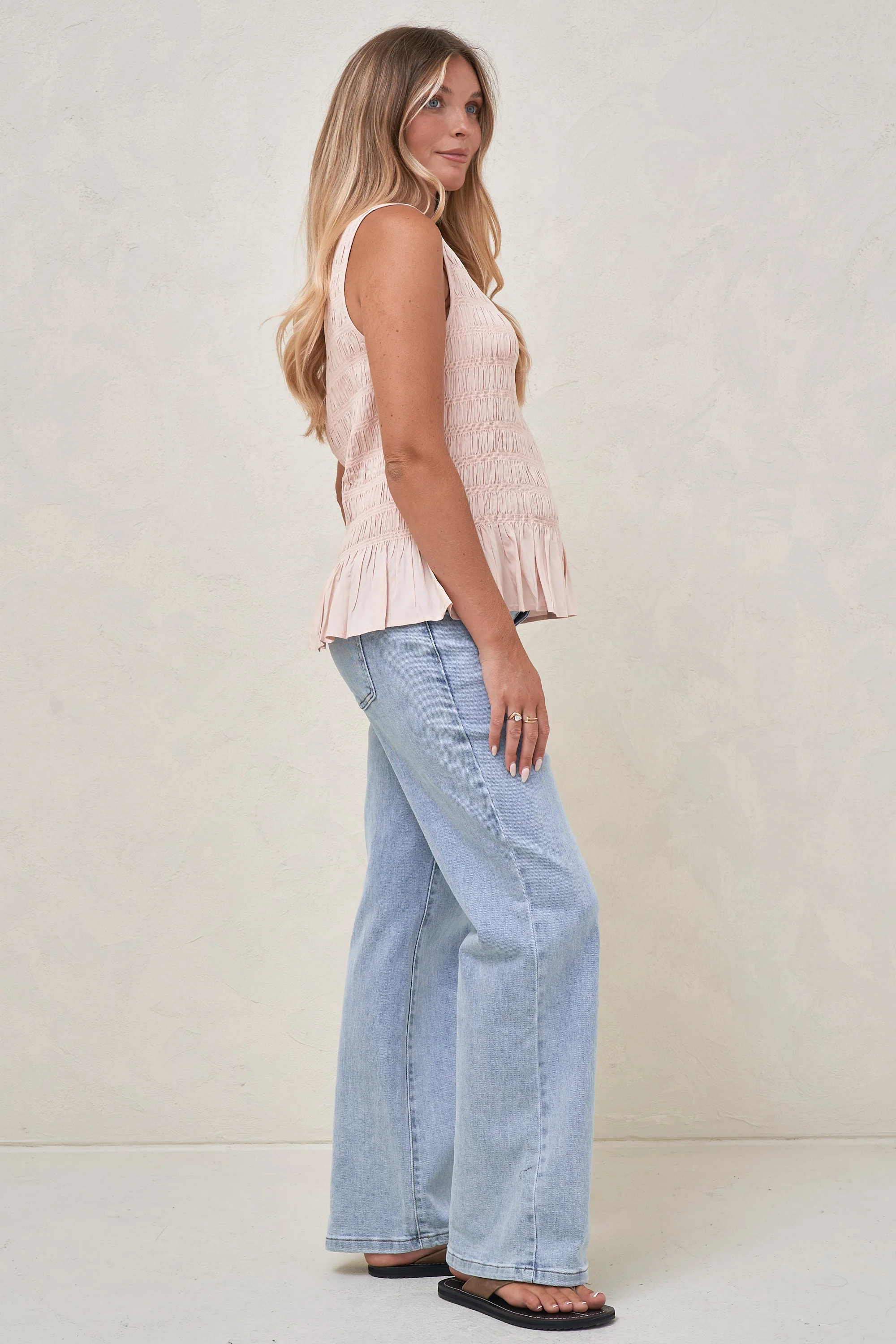 Blurred Lines Gathered Top - Soft Pink - Image 2