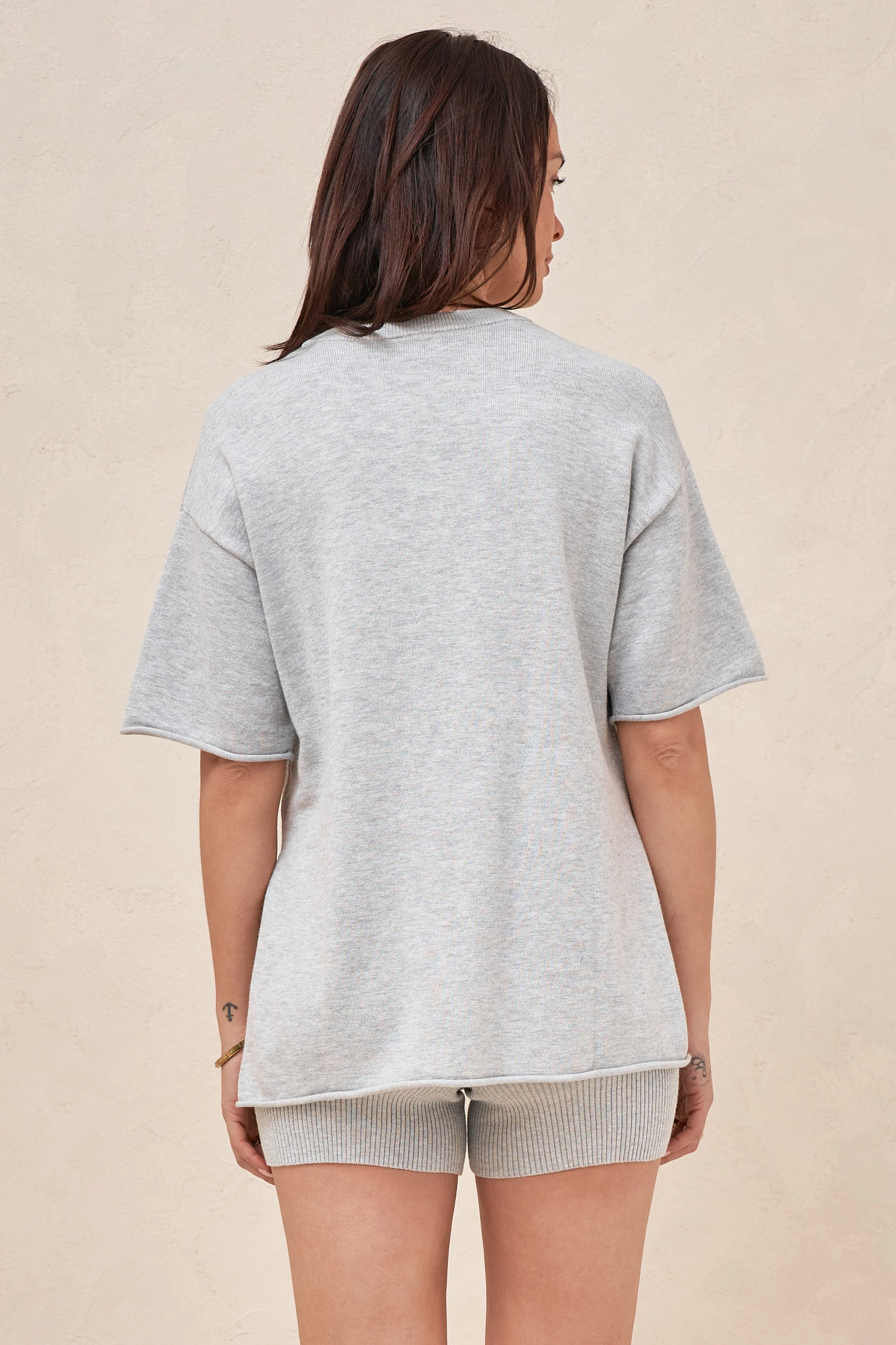 Cloud Nine Knit Tee - Grey Marle - Image 3
