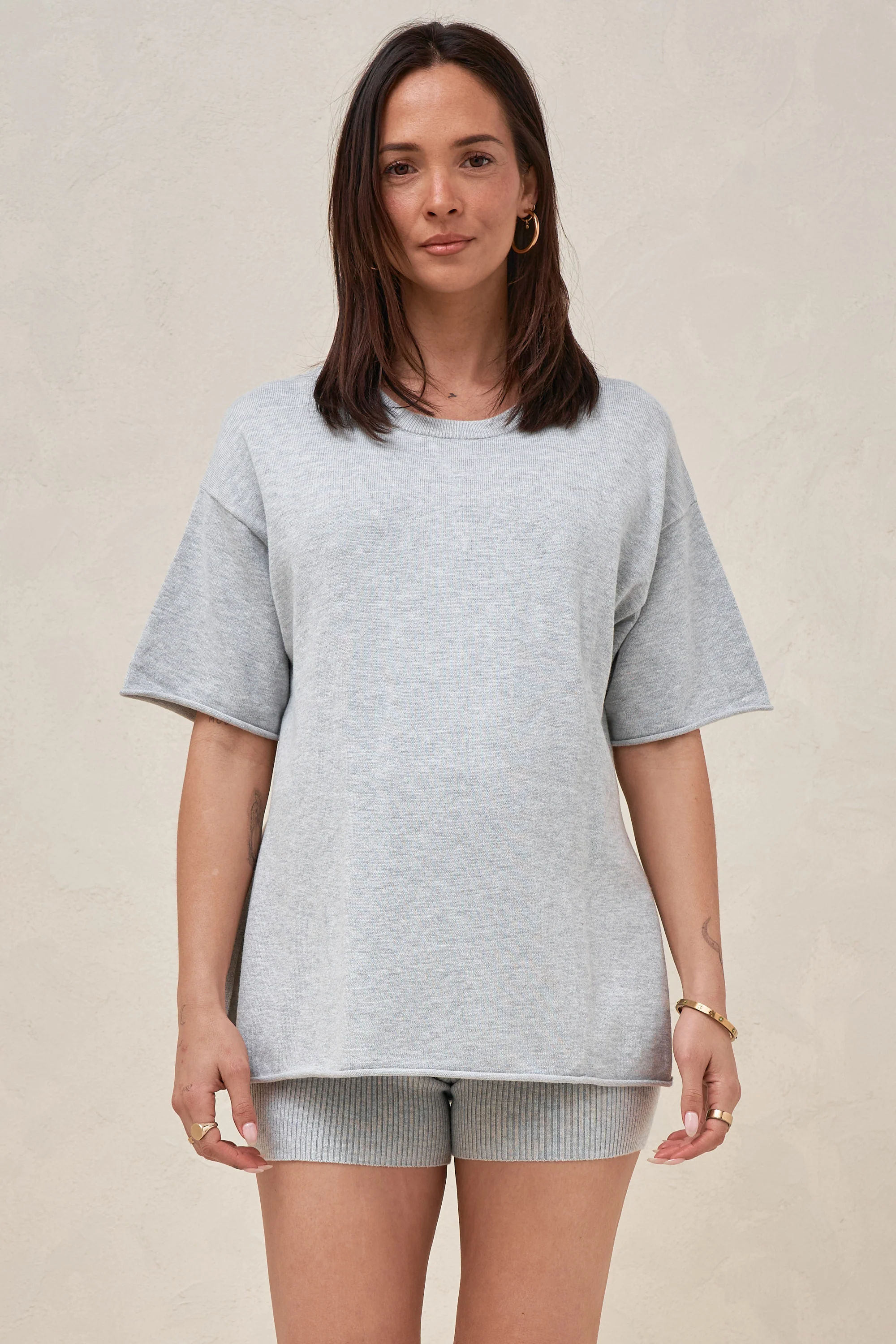 Cloud Nine Knit Tee - Grey Marle - Image 5
