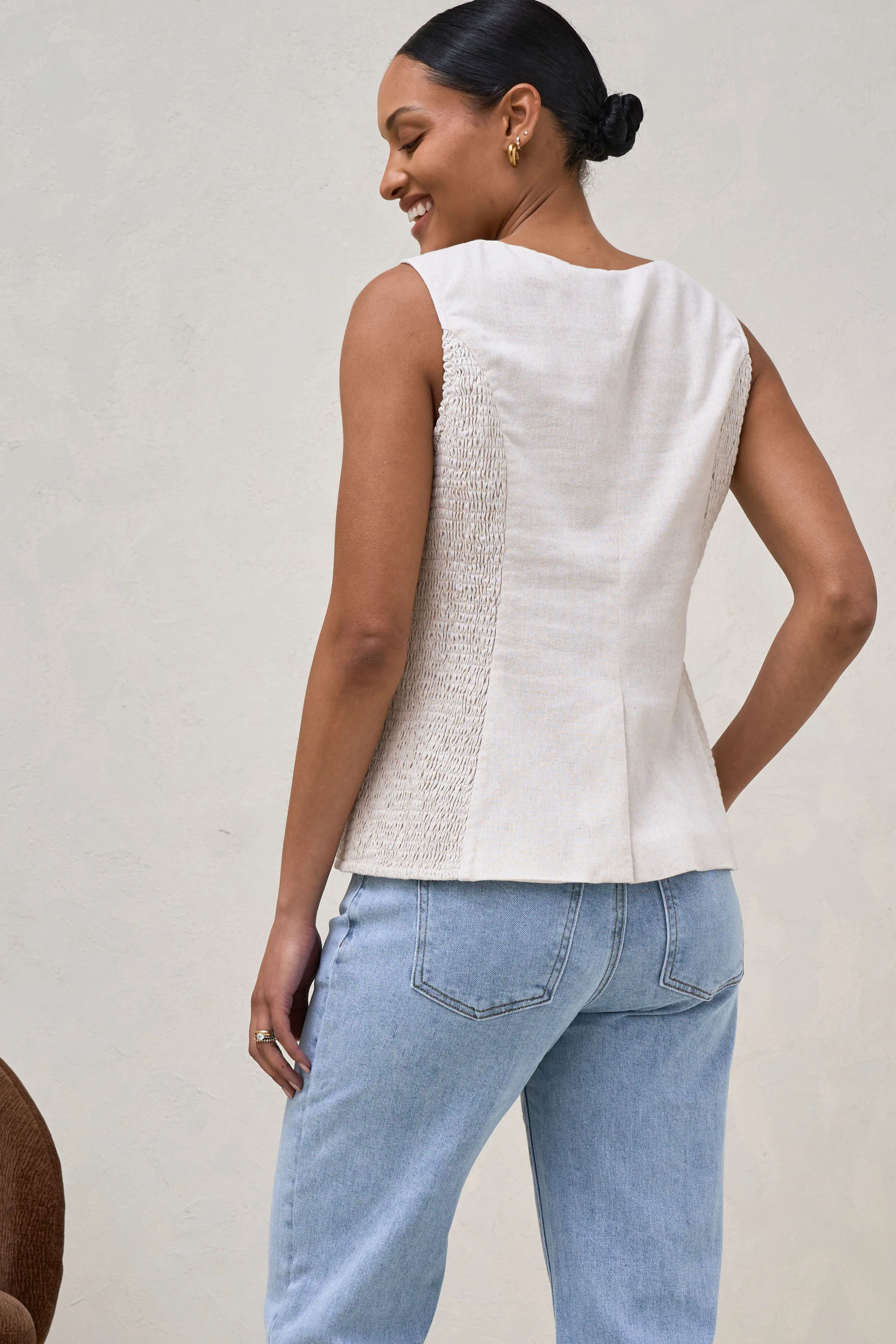 All Angles Button Front Vest - Oatmeal* - Image 3