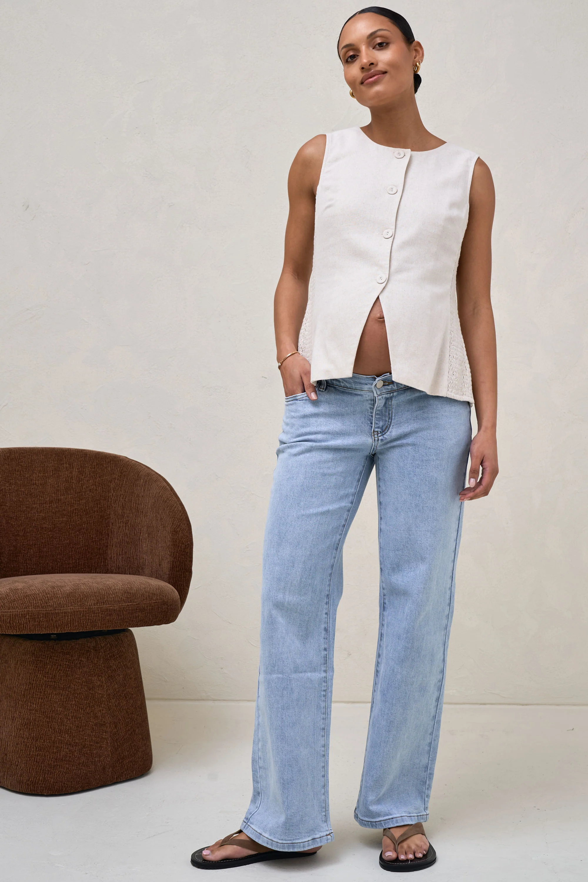 All Angles Button Front Vest - Oatmeal* - Image 4