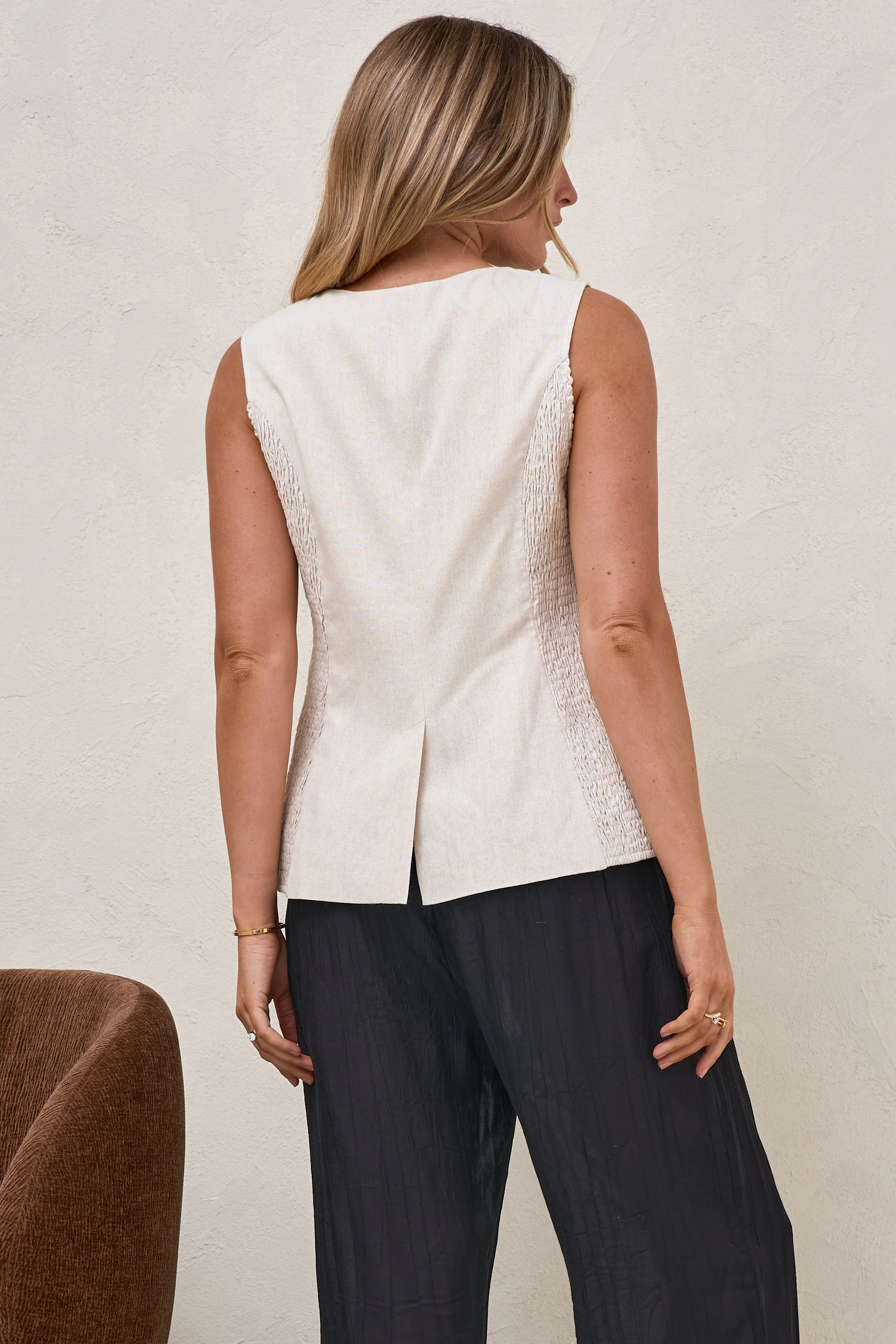 All Angles Button Front Vest - Oatmeal* - Image 8