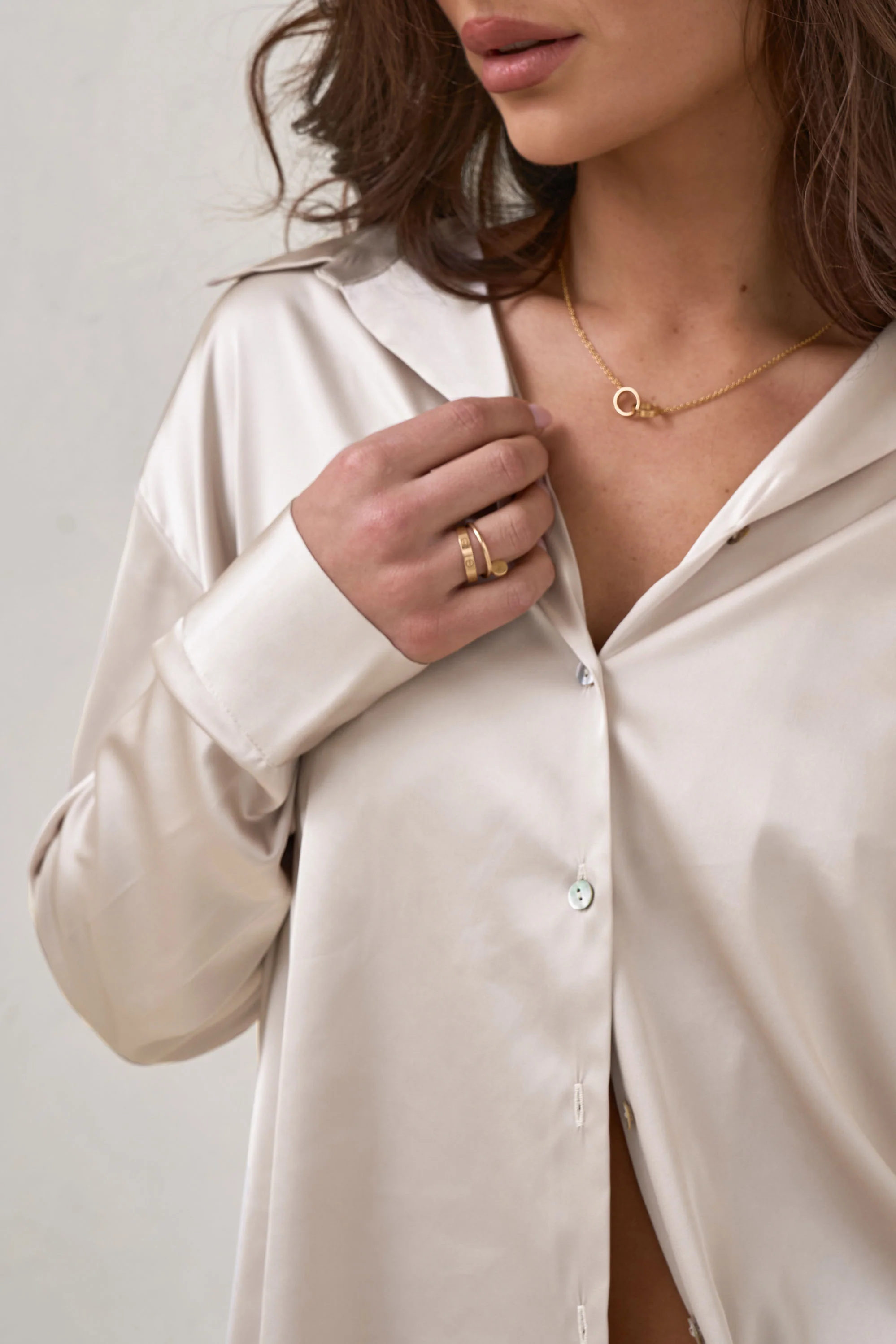 Spontaneous Satin Shirt - Ivory* - Image 10