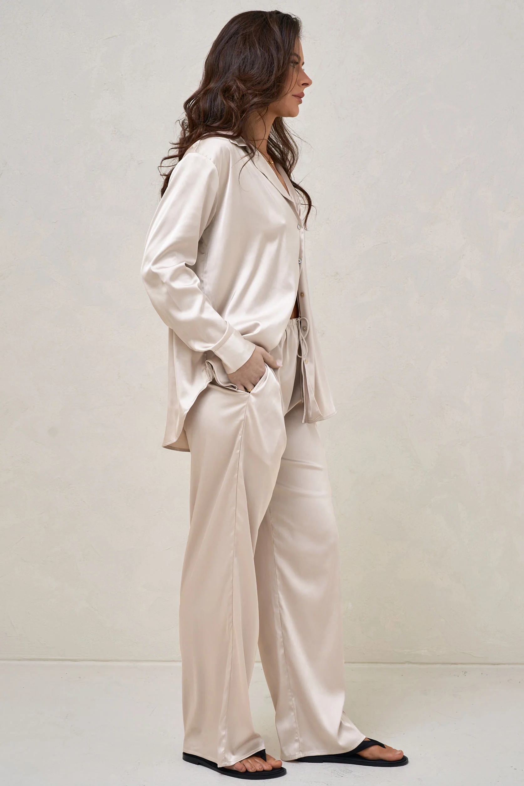 Spontaneous Satin Shirt - Ivory* - Image 7