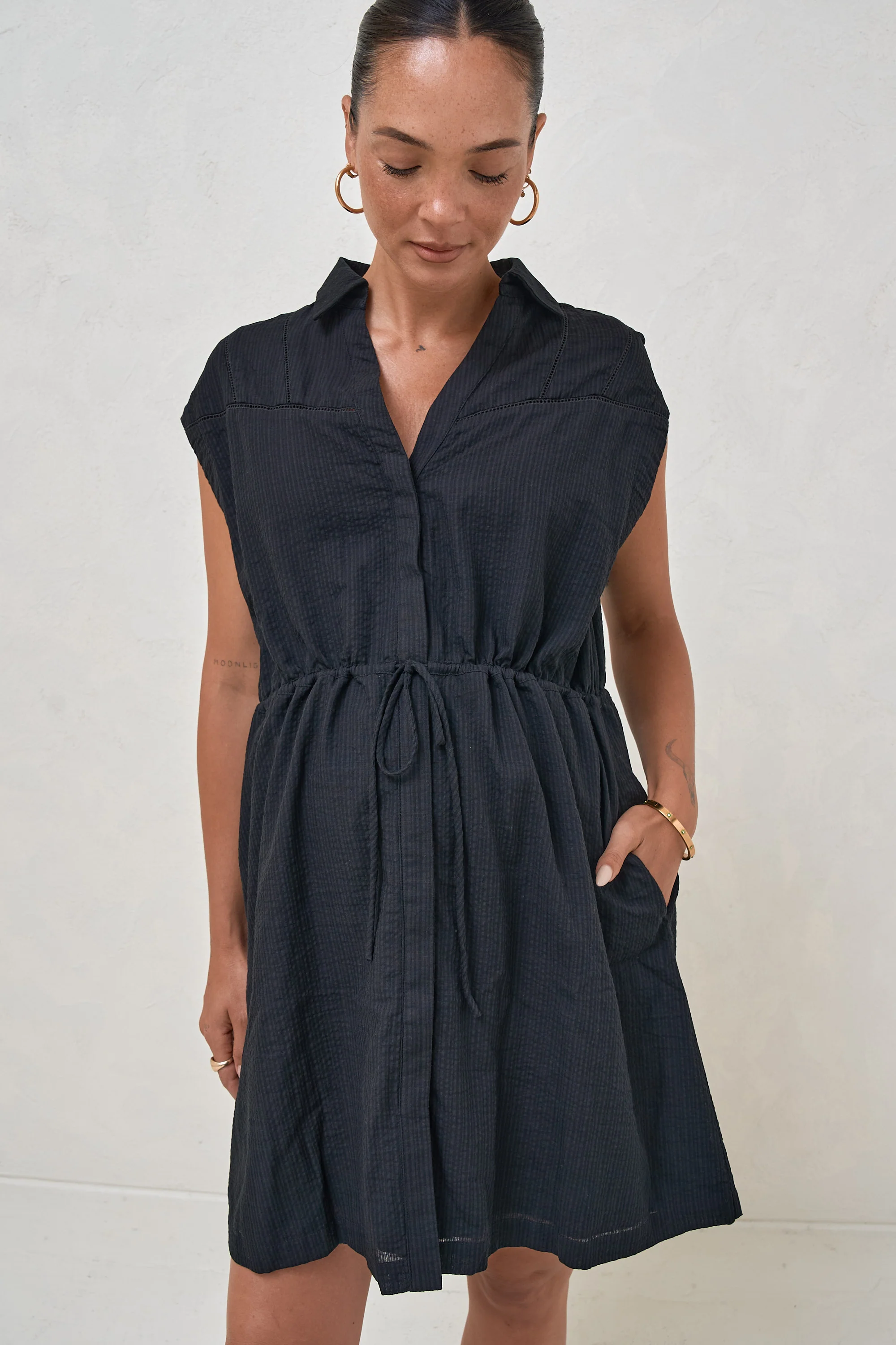Coastline Shirt Dress - Black - Image 5