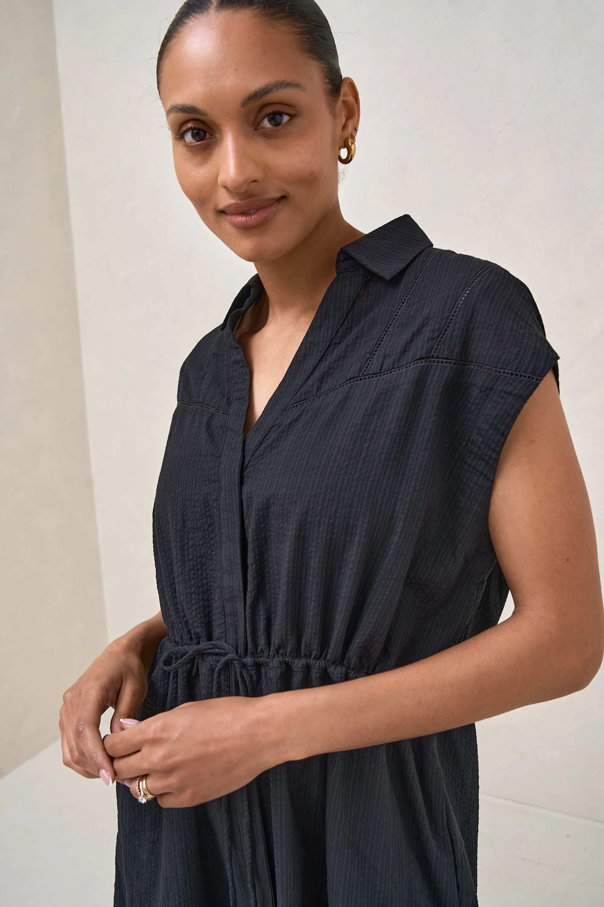 Coastline Shirt Dress - Black - Image 9
