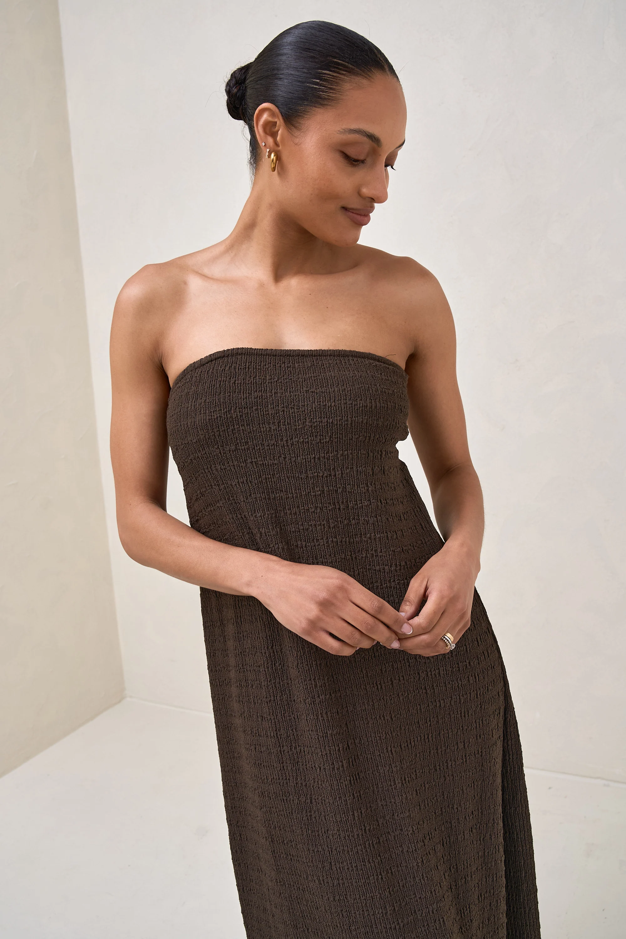 Mood  Shift Strapless Dress - Chocolate - Image 9