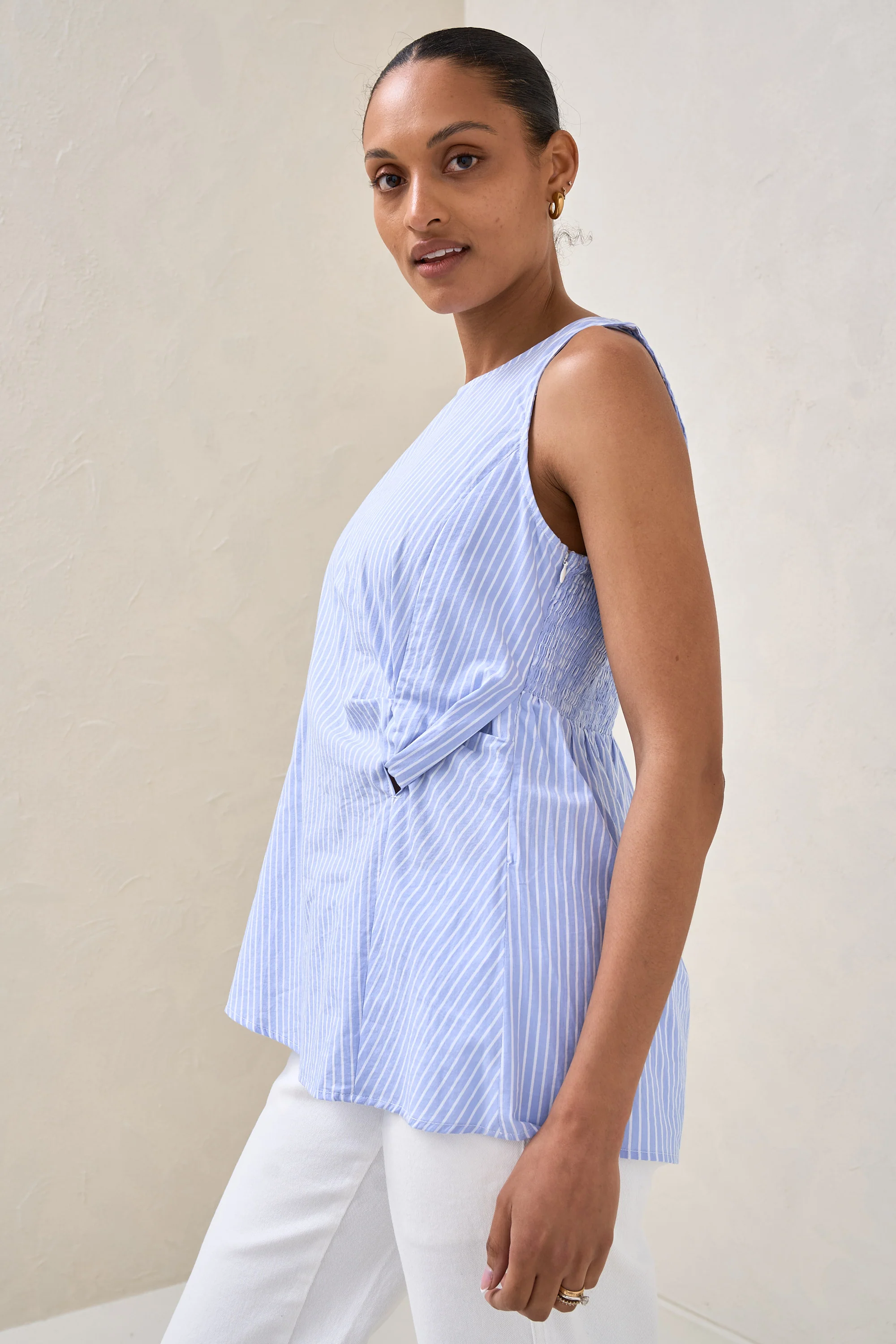 Plot Twist Woven Top - Blue/White Stripe - Image 6