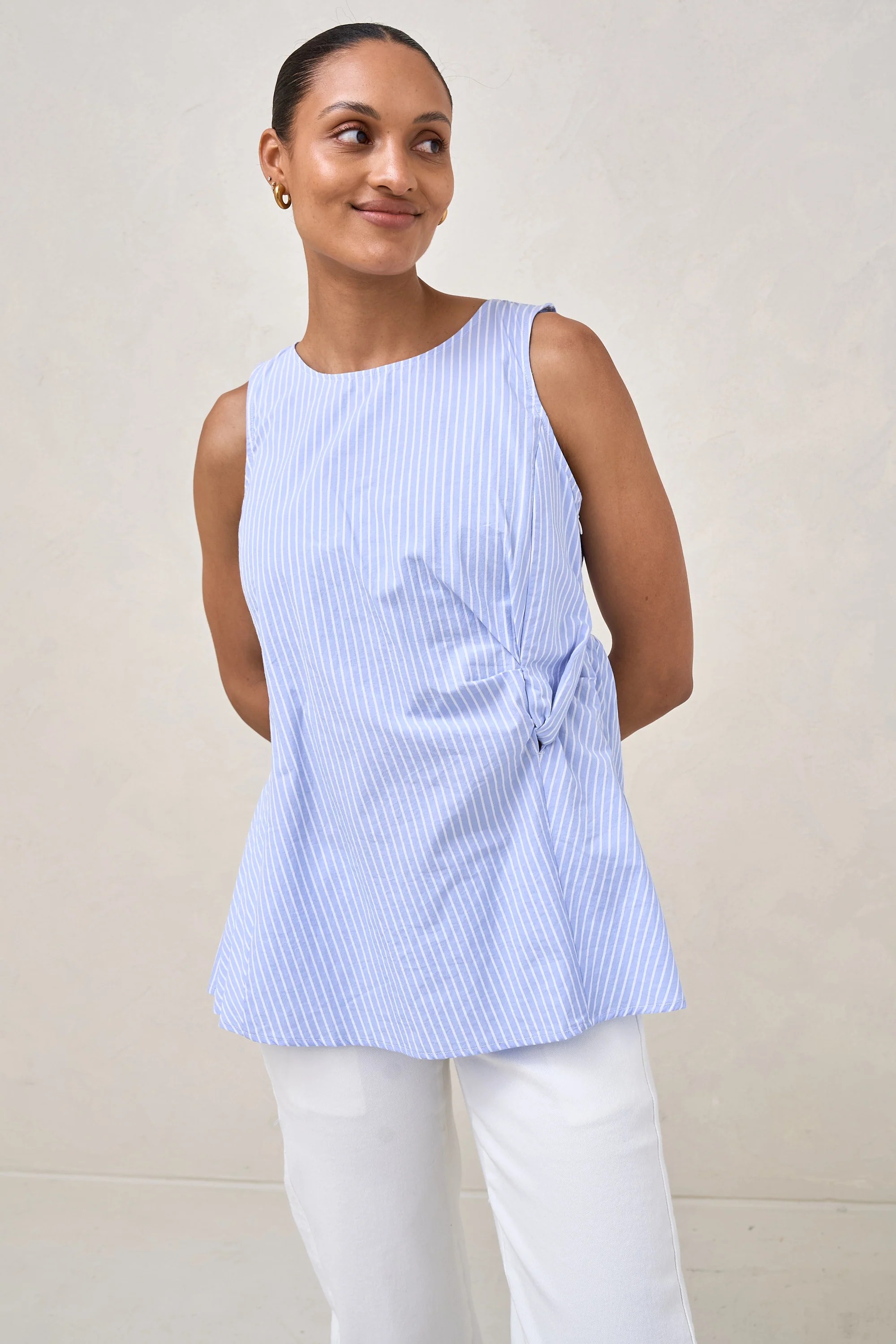 Plot Twist Woven Top - Blue/White Stripe - Image 8