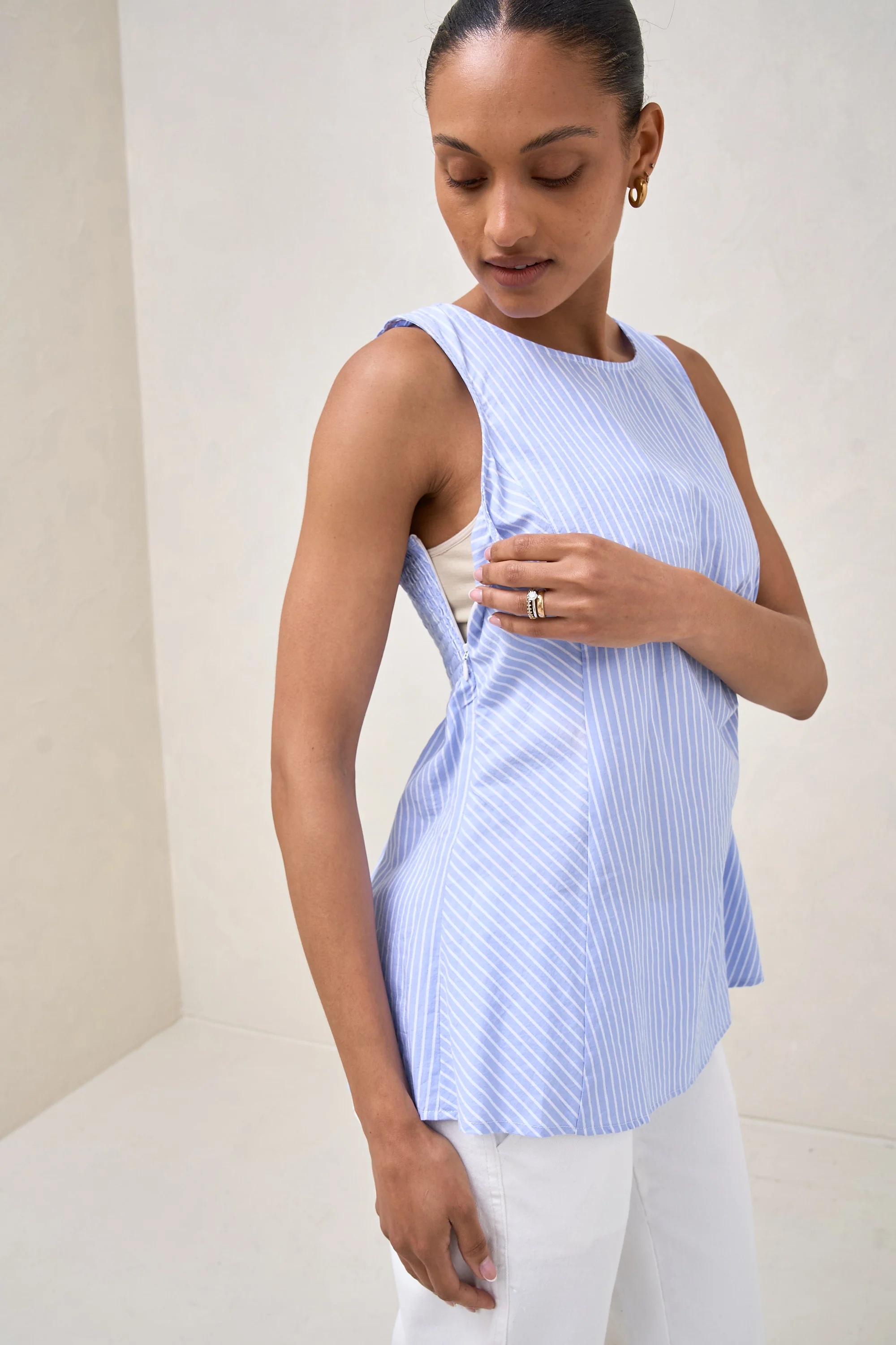 Plot Twist Woven Top - Blue/White Stripe - Image 9