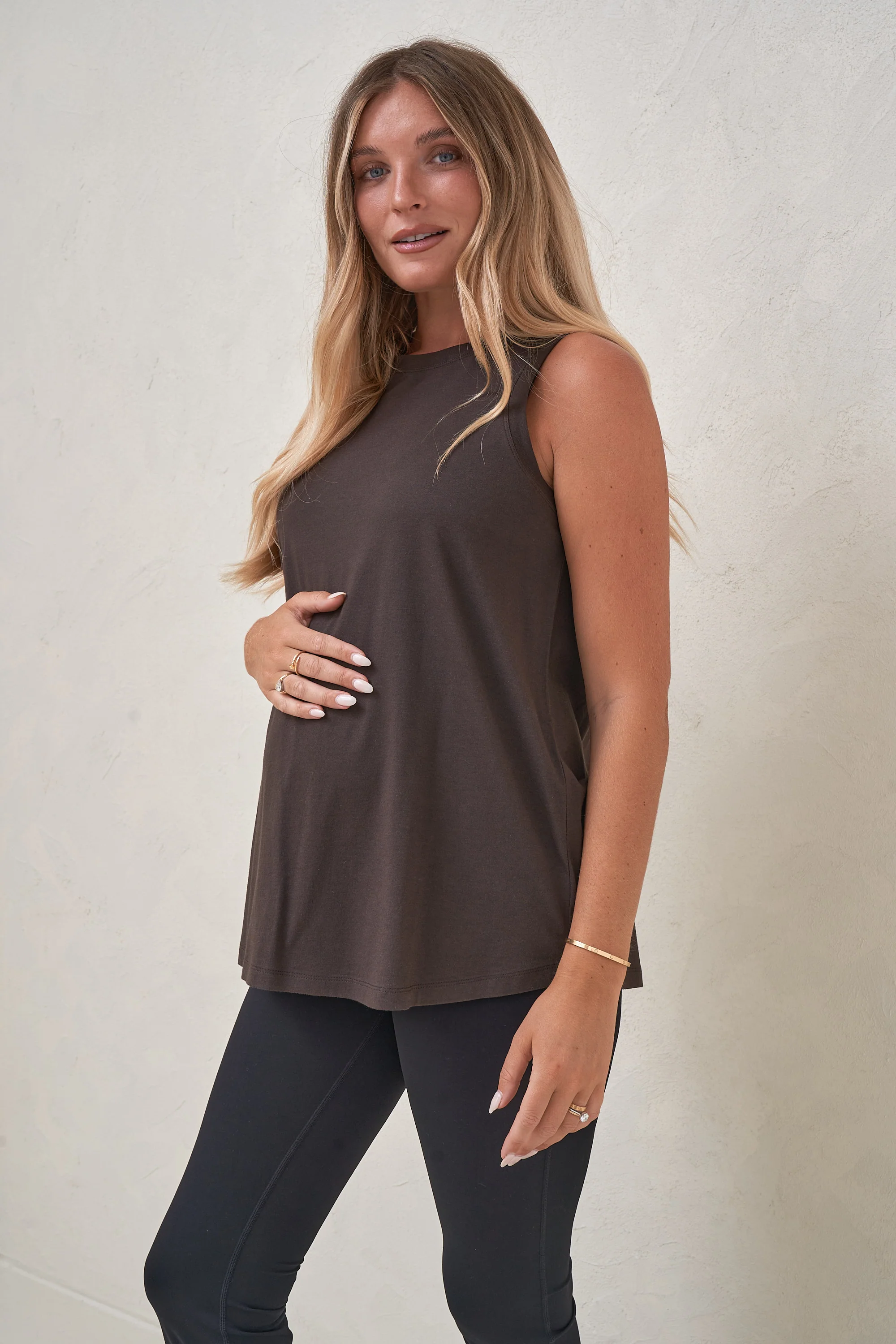 Into It Curved Hem Tank - Espresso - Image 2