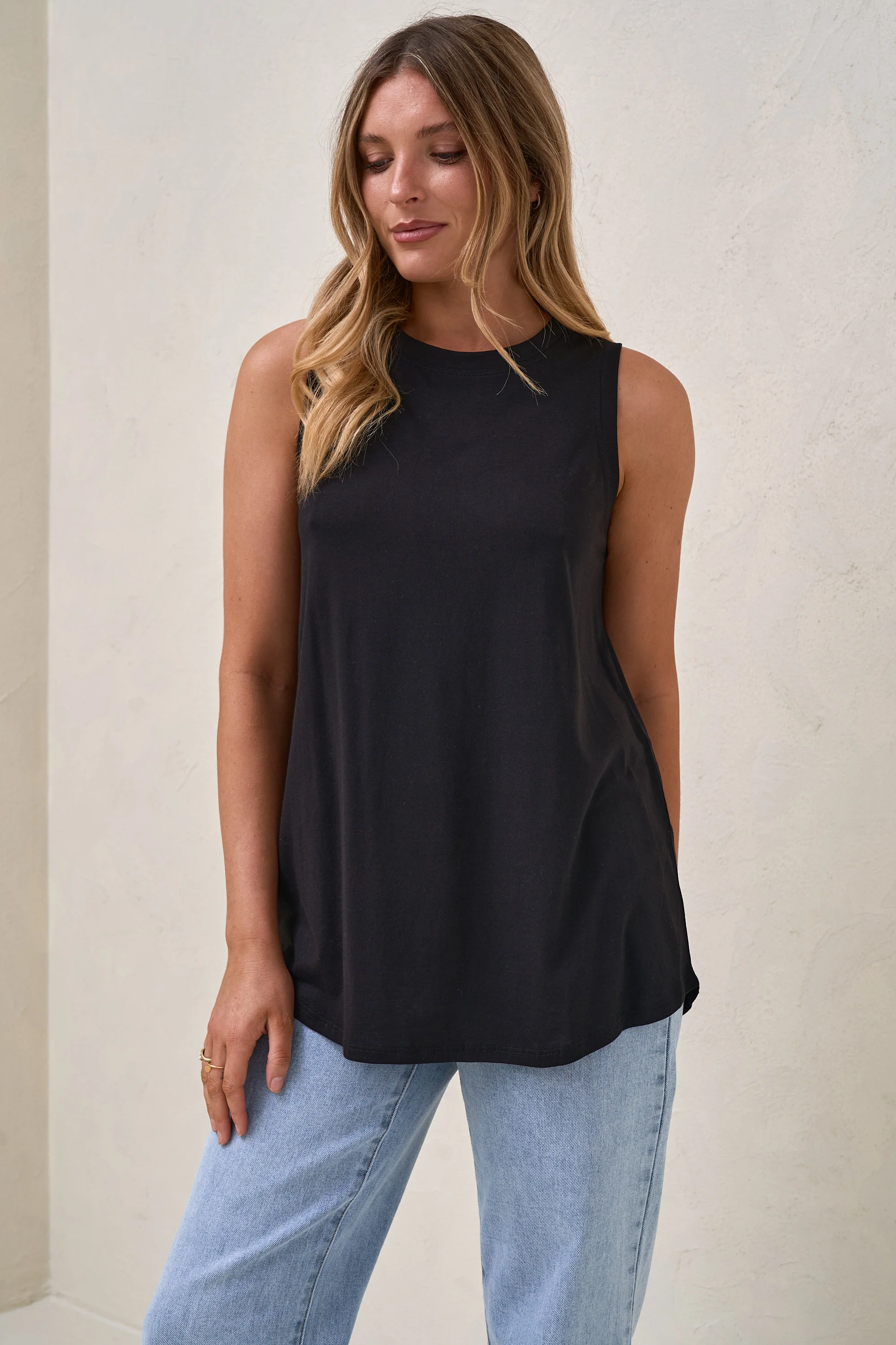 Into It Curved Hem Tank - Black - Image 6