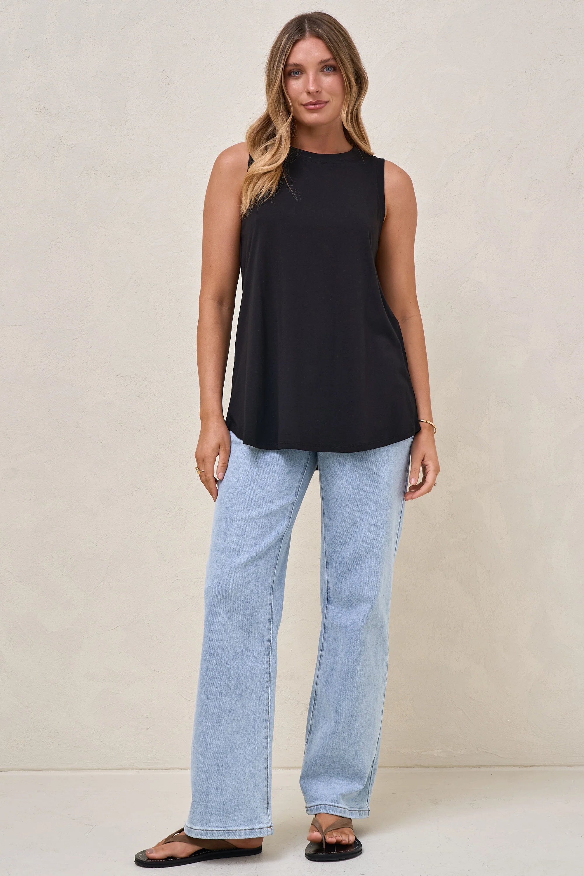 Into It Curved Hem Tank - Black - Image 9