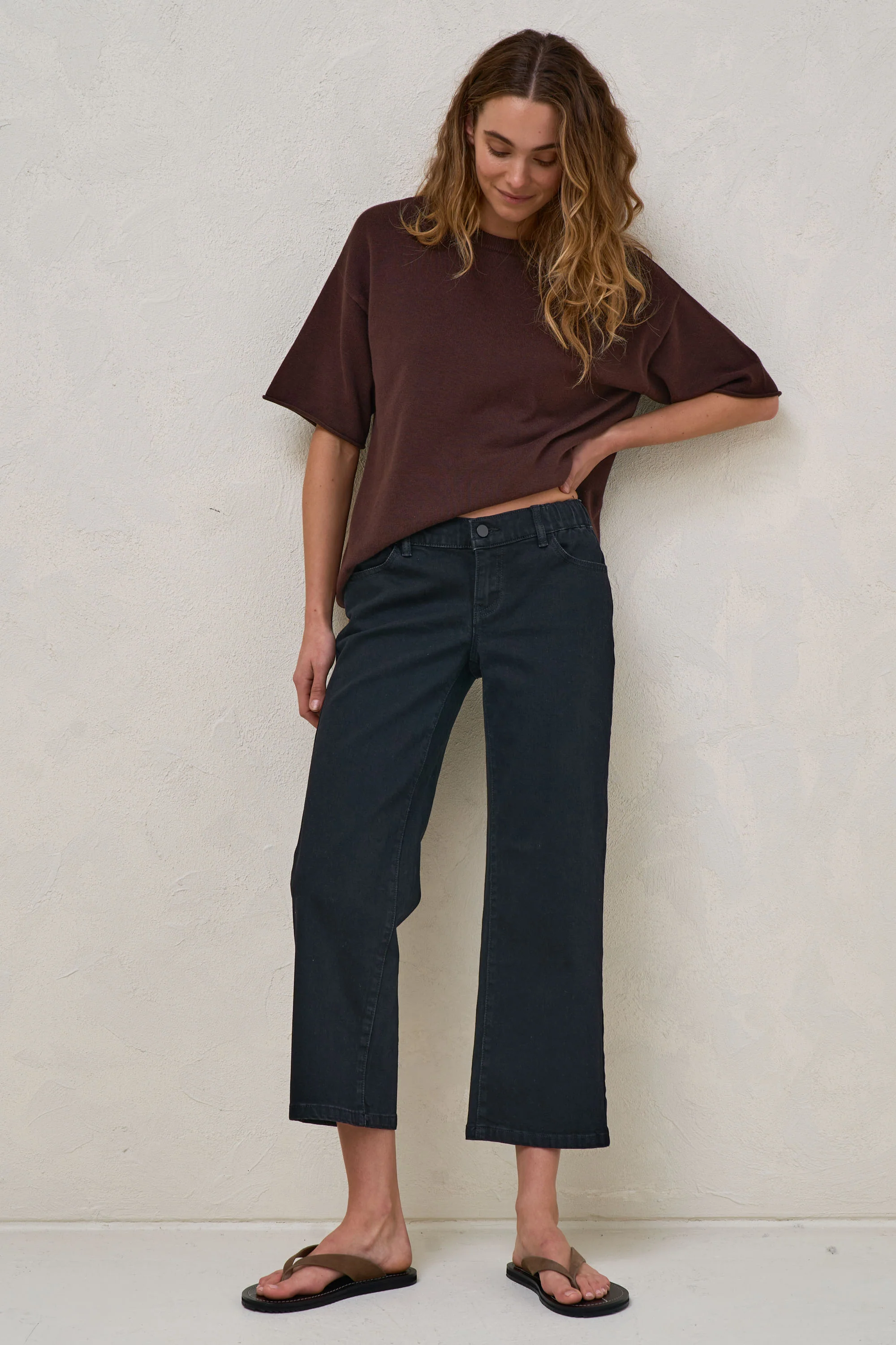 Walk The Talk Crop Wide Jean - Washed Black - Image 6