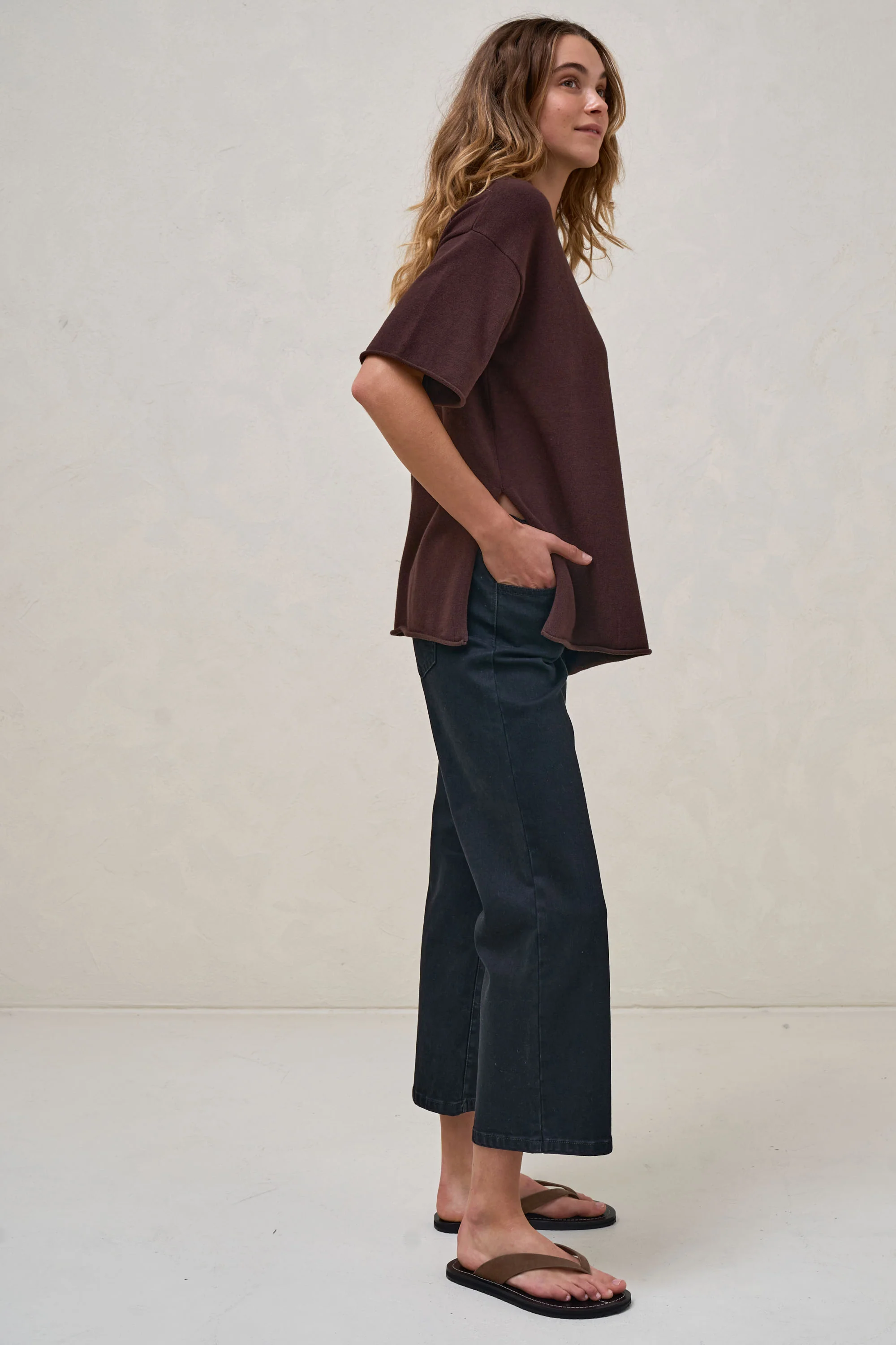 Walk The Talk Crop Wide Jean - Washed Black - Image 7